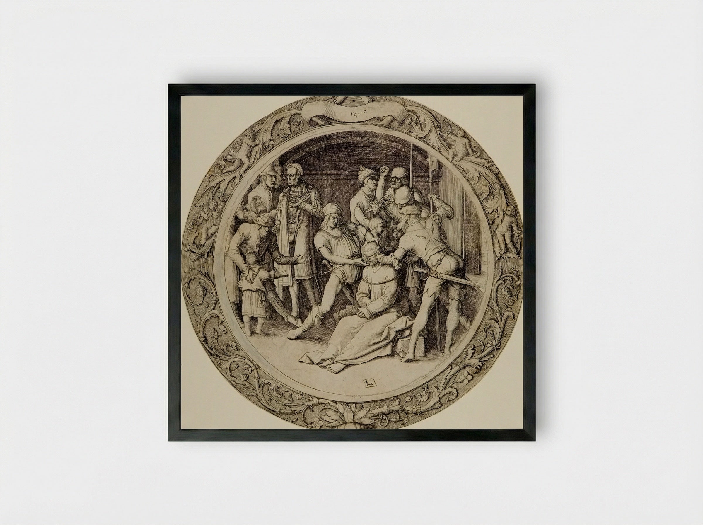 Christ Mocked - Lucas van Leyden - Framed Print Black