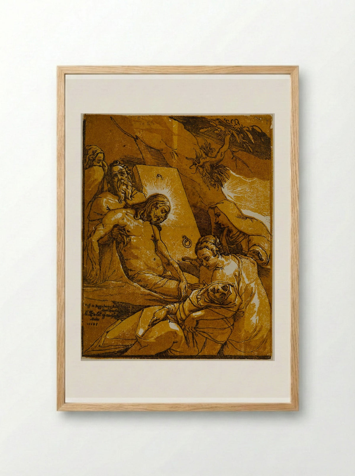 Christ Placed in the Tomb - Andrea Andreani - Framed Print Wood