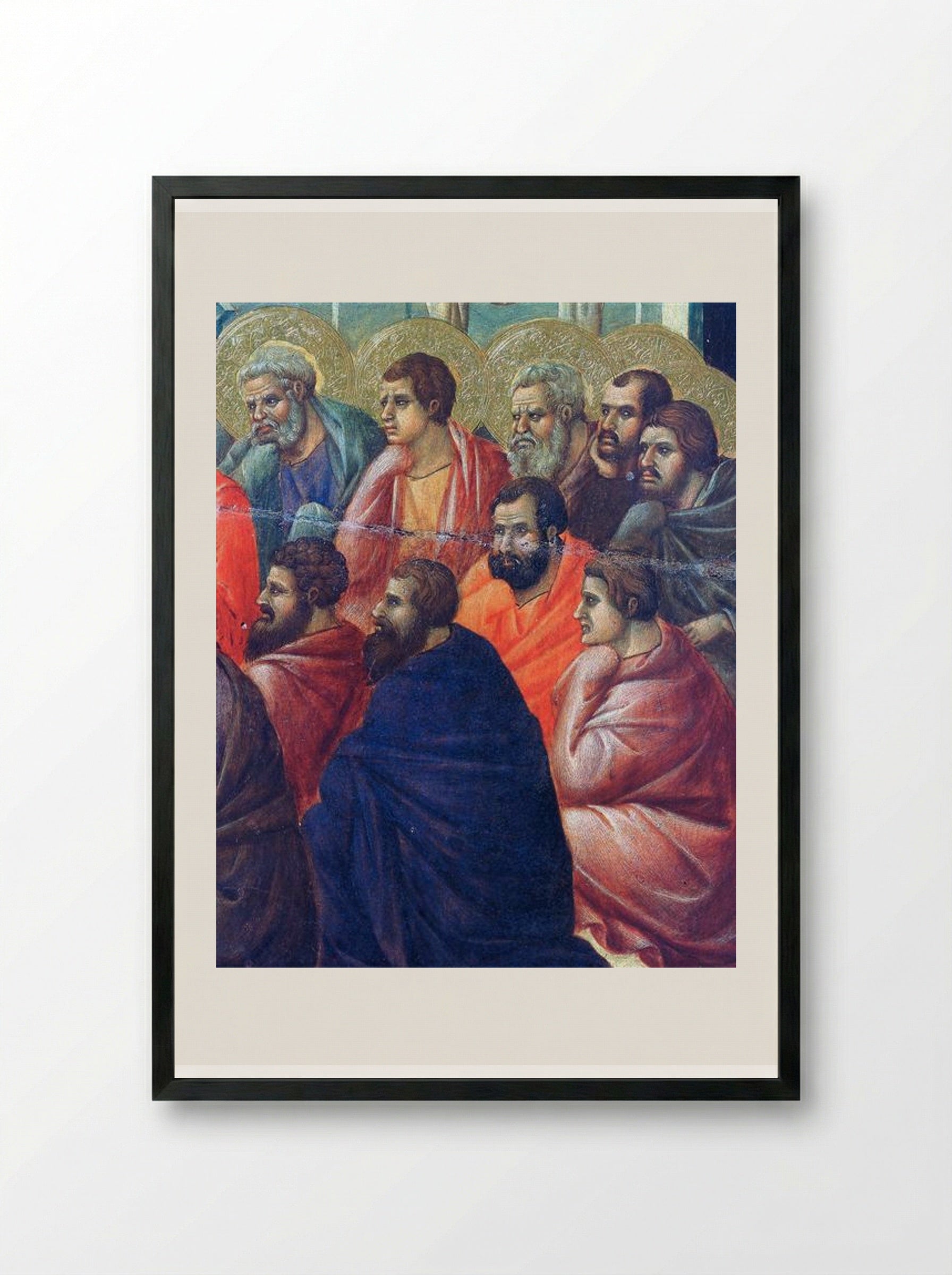 Christ Preaches to the Apostles (Fragment) - Duccio di Buoninsegna - Framed Print Black