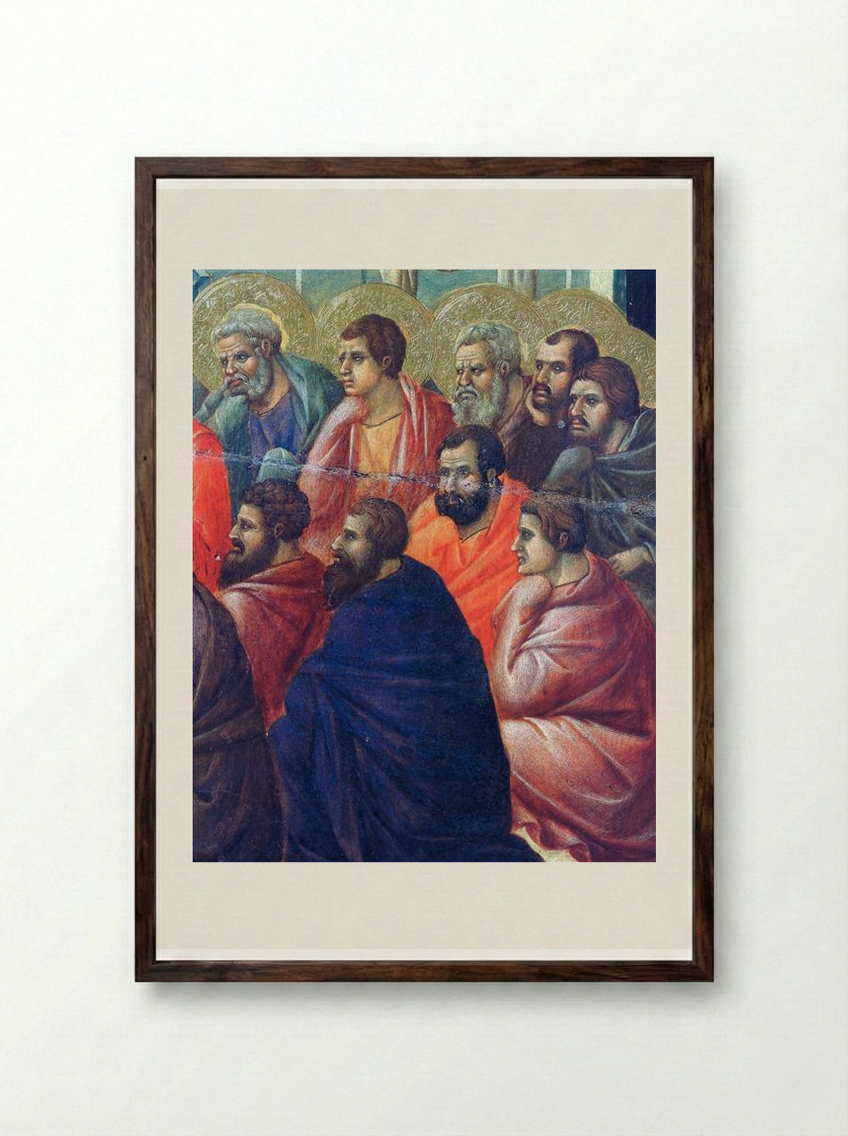 Christ Preaches to the Apostles (Fragment) - Duccio di Buoninsegna - Framed Print Dark Wood