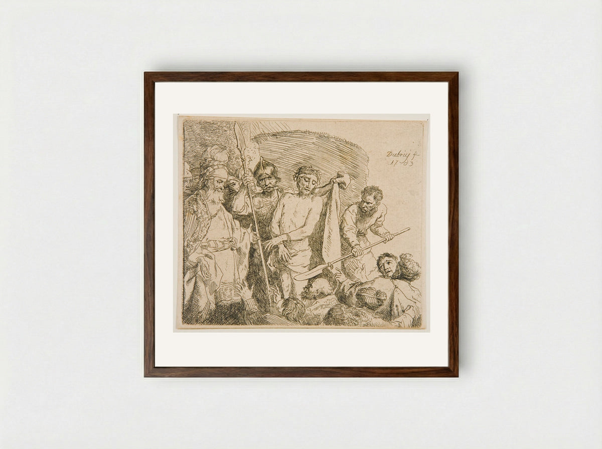 Christ Presented to the People - Christian Wilhelm Ernst Dietrich - Framed Print Dark Wood