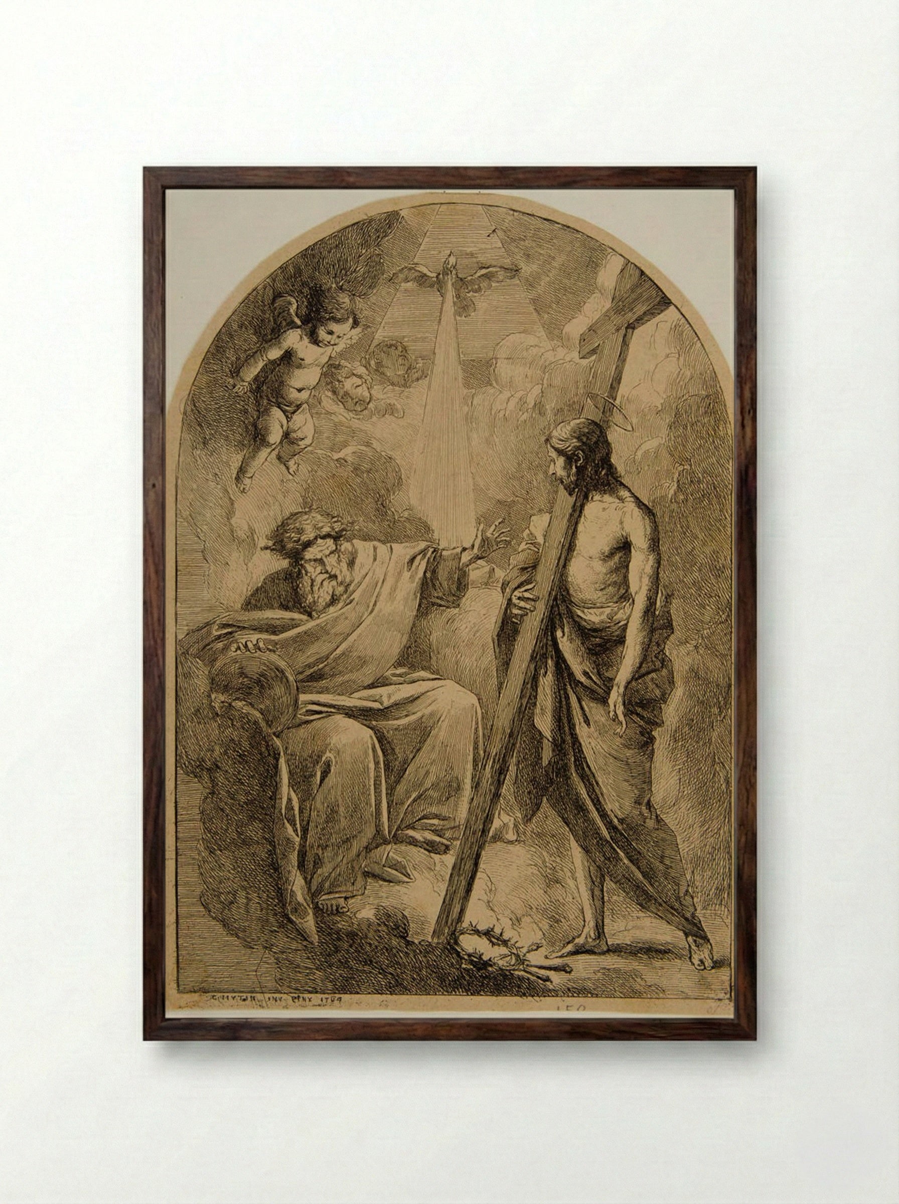 Christ Returned to the Father - Charles-François Hutin - Framed Print Dark Wood