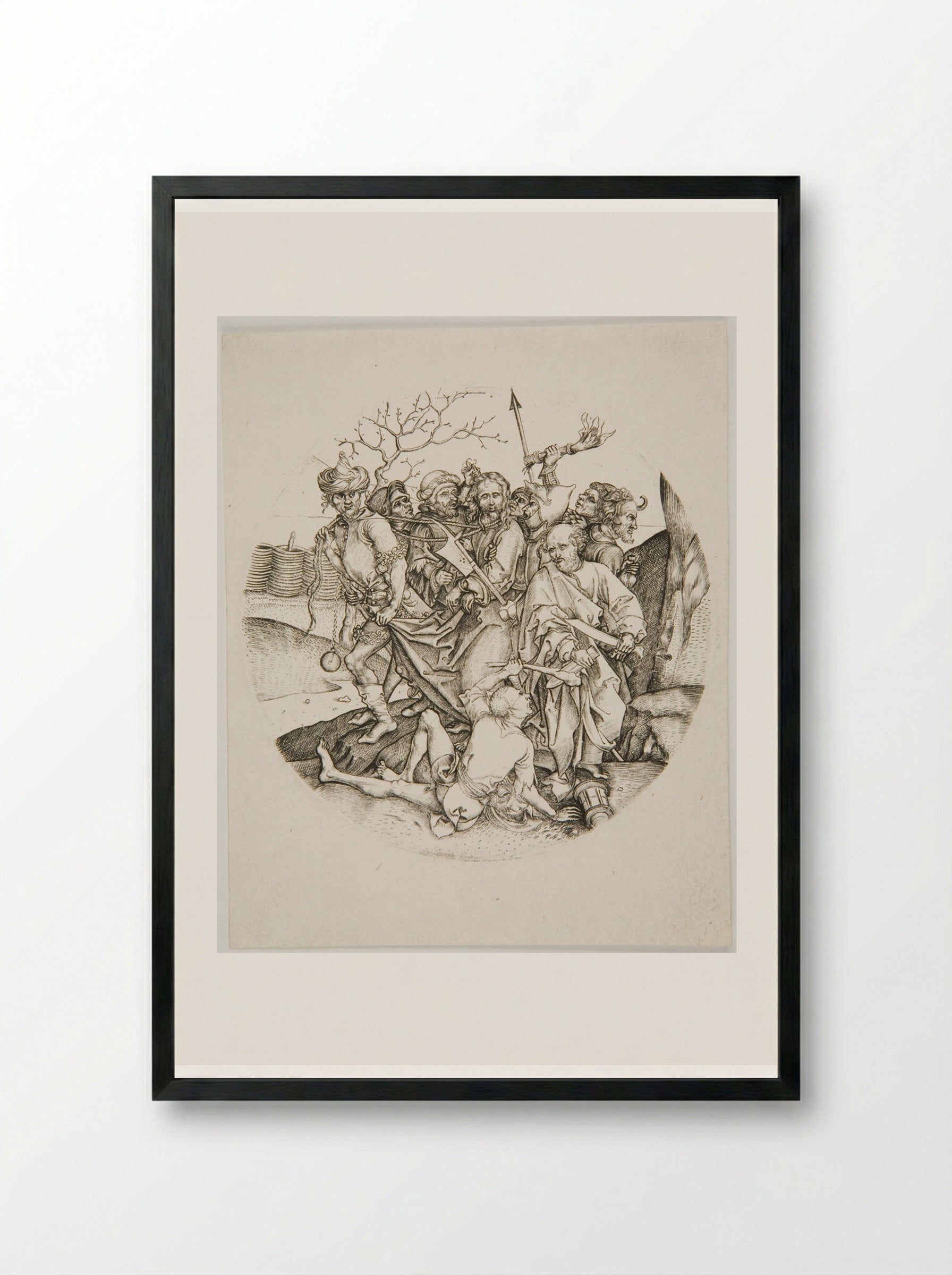 Christ Seized by the Jews - Martin Schongauer - Framed Print Black