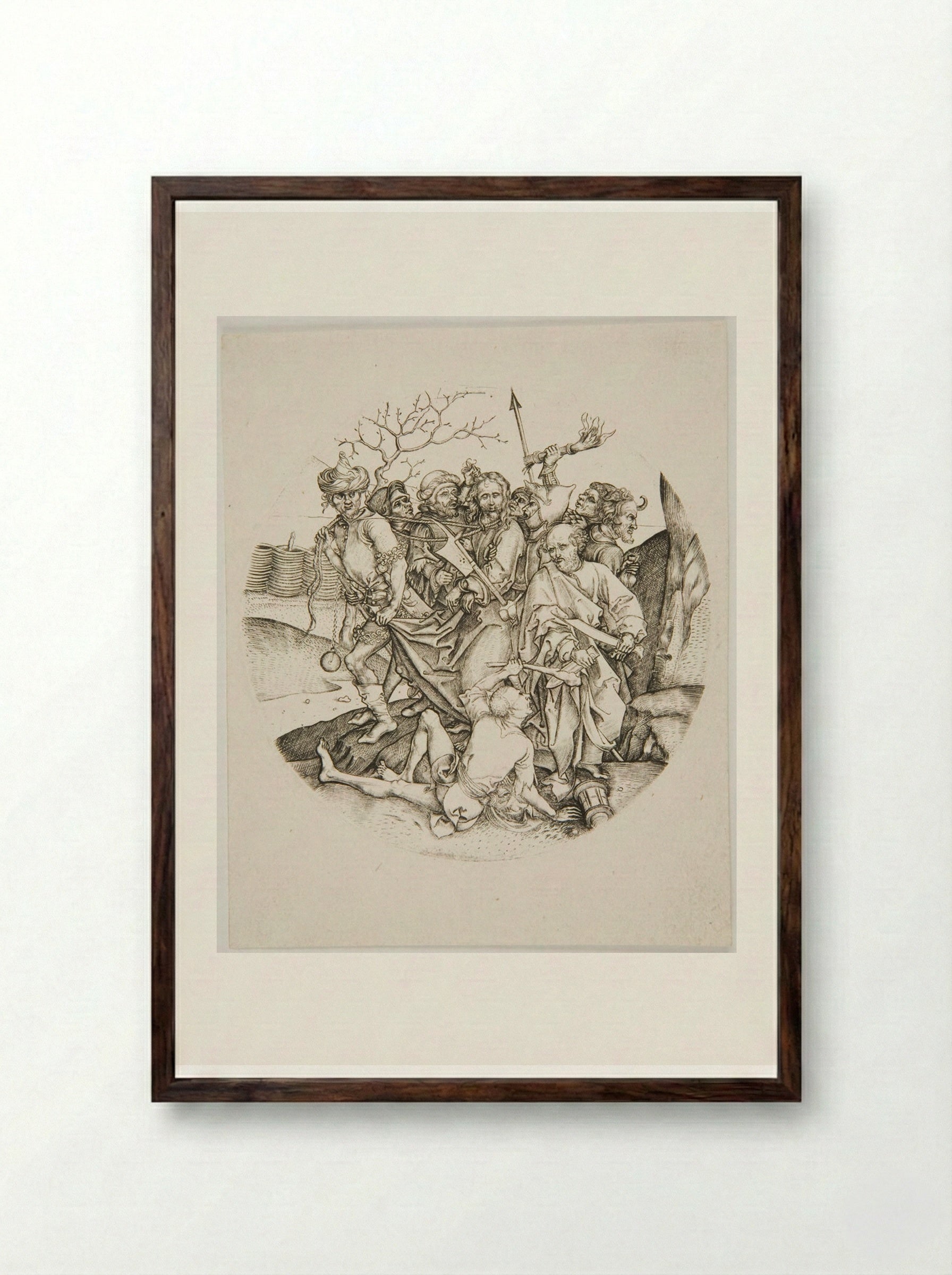 Christ Seized by the Jews - Martin Schongauer - Framed Print Dark Wood