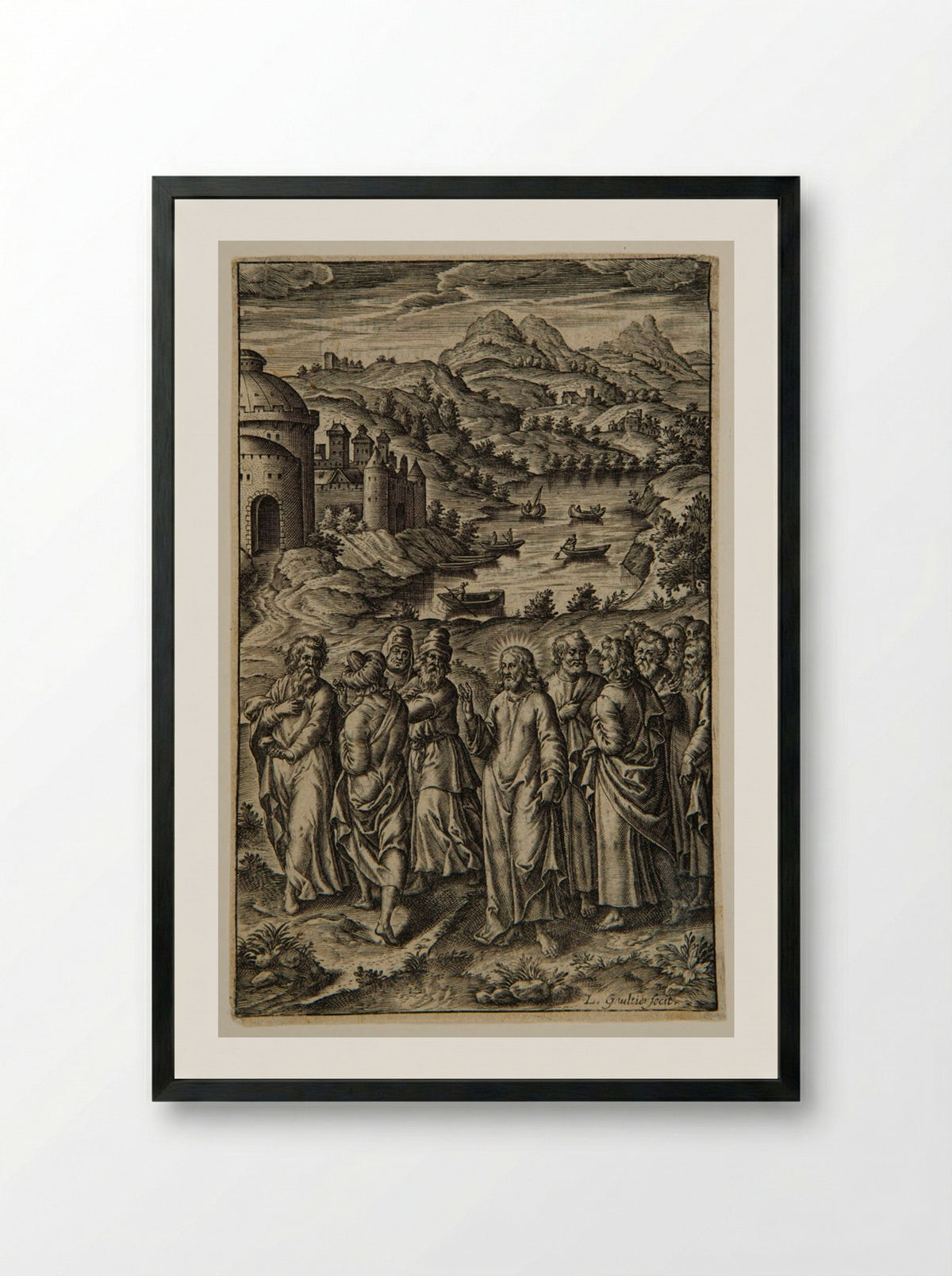 Christ Sending Forth his Disciples - Léonard Gaultier - Framed Print Black