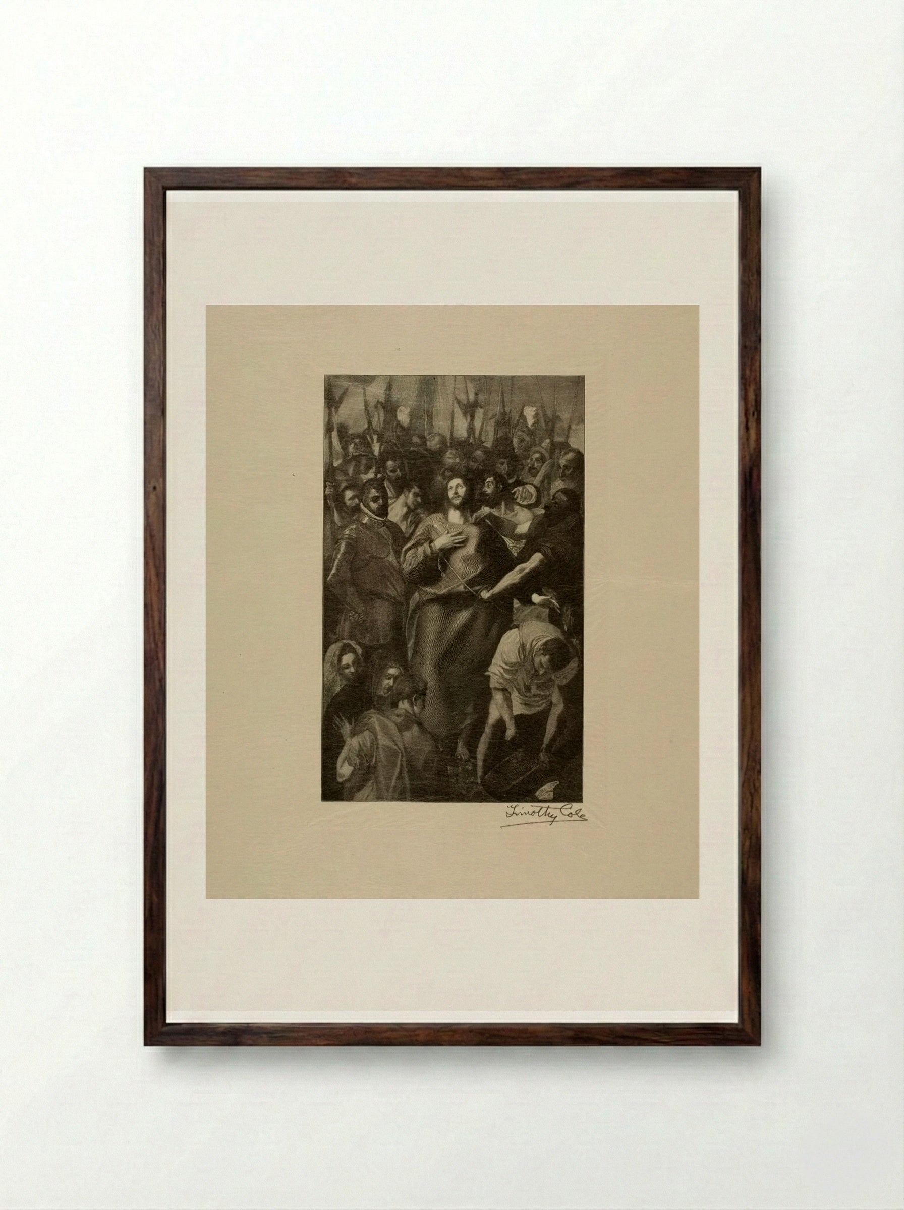Christ Stripped of His Raiment - Timothy Cole - Framed Print Dark Wood