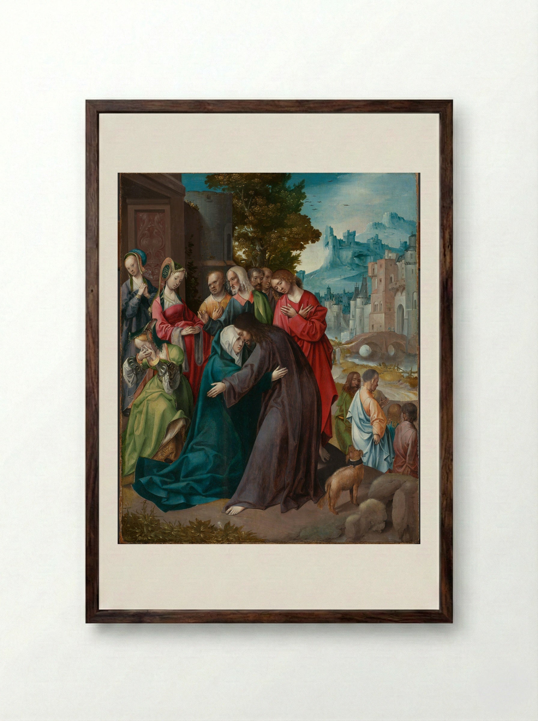 Christ Taking Leave of His Mother - Cornelis Engebrechtsz. - Framed Print Dark Wood
