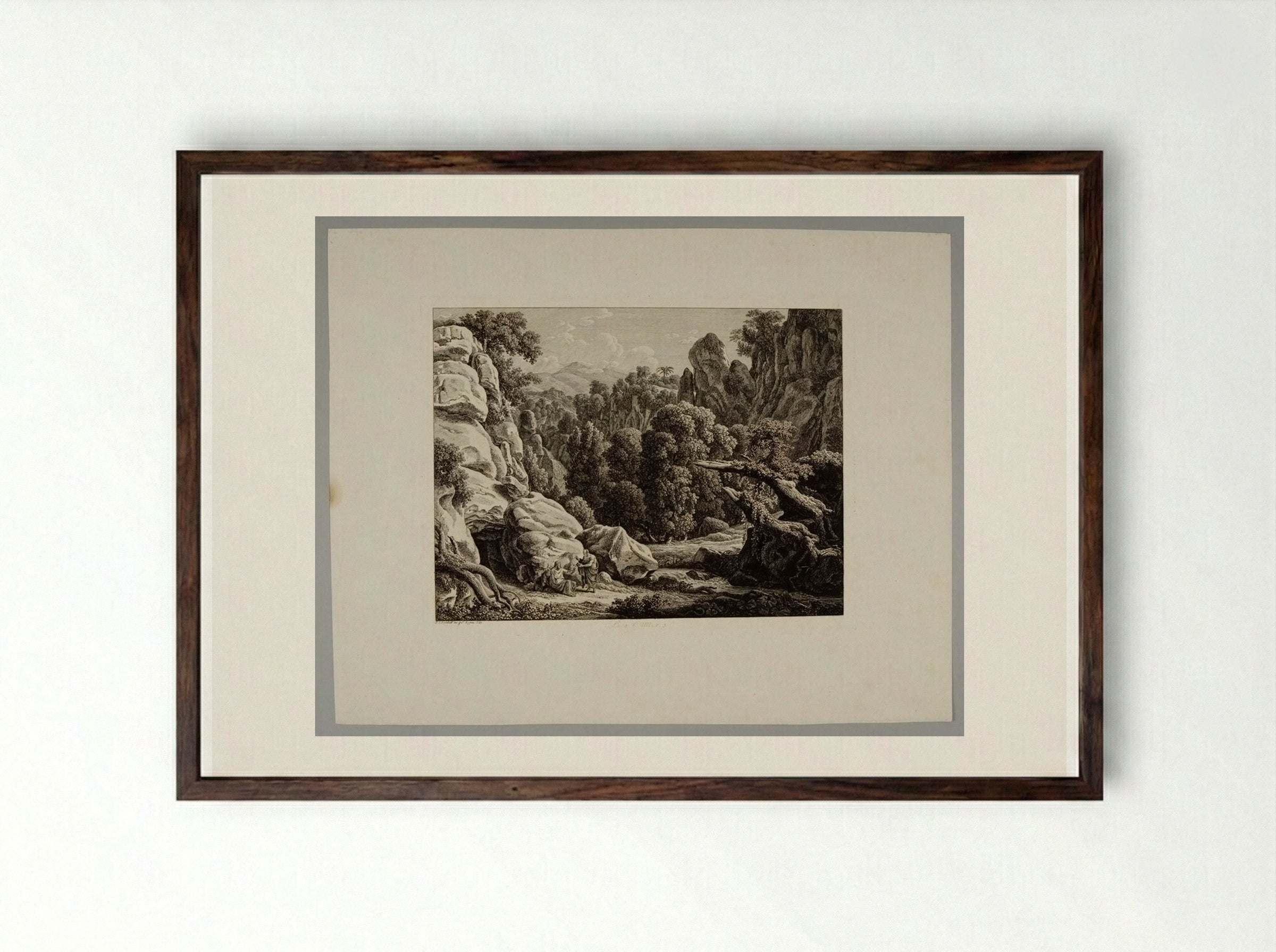 Christ Tempted - Johann Christian Reinhart - Framed Print Dark Wood
