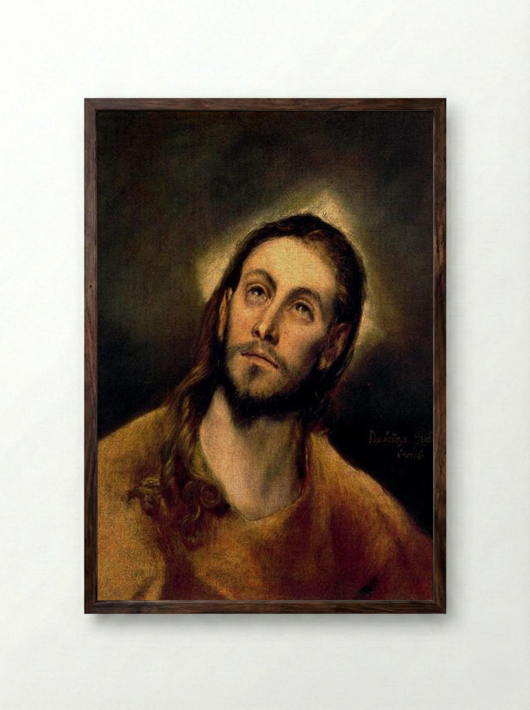 Christ (The Saviour) - El Greco - Framed Print Dark Wood