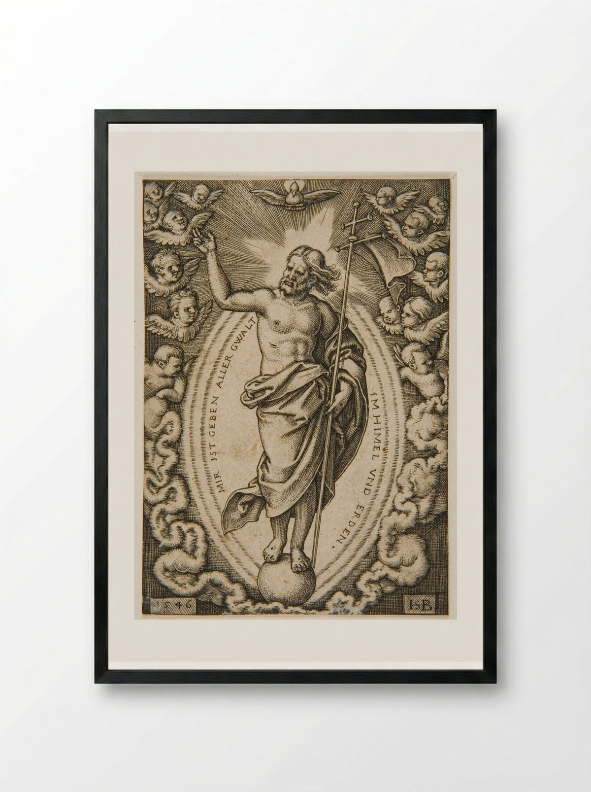 Christ Triumphant - Sebald Beham - Framed Print Black