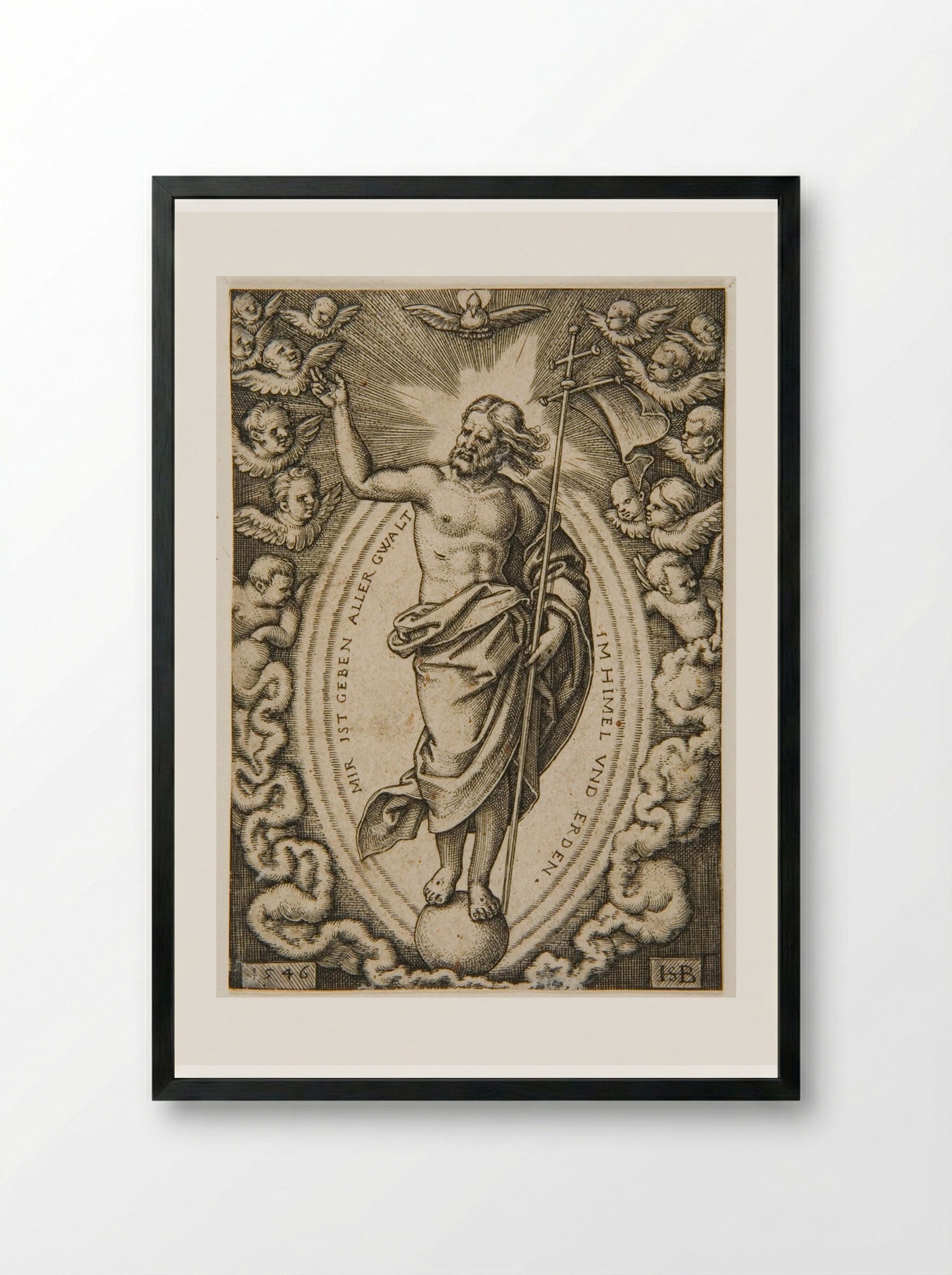 Christ Triumphant - Sebald Beham - Framed Print Black