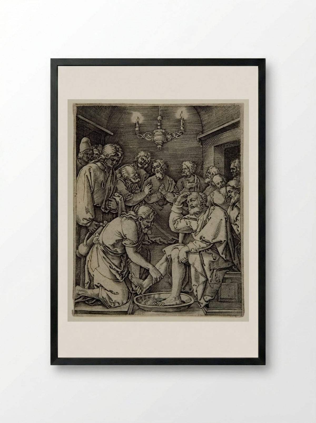 Christ Washing the Feet of the Disciples - Marcantonio Raimondi - Framed Print Black