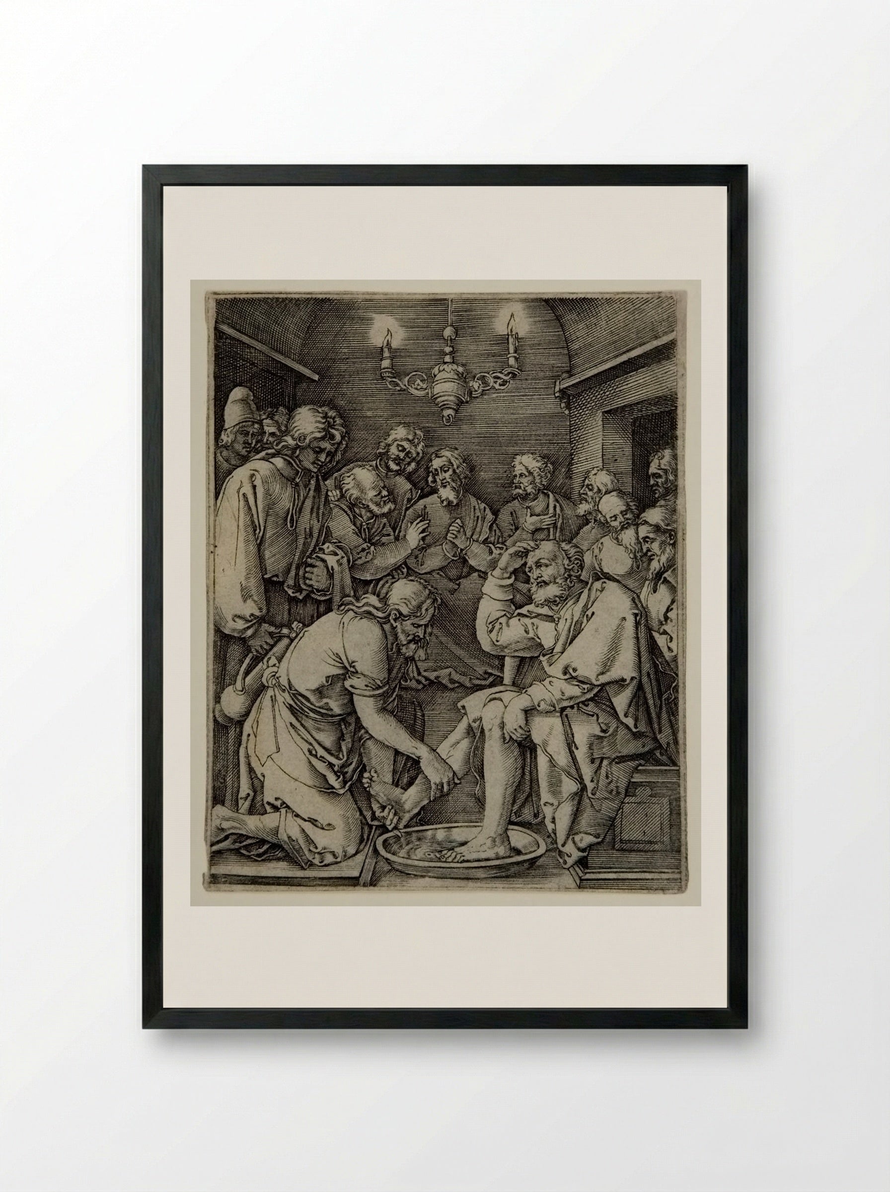 Christ Washing the Feet of the Disciples - Marcantonio Raimondi - Framed Print Black