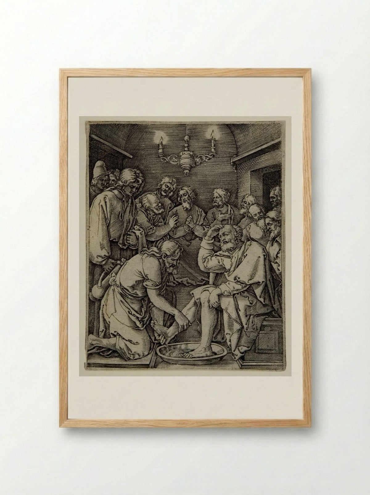 Christ Washing the Feet of the Disciples - Marcantonio Raimondi - Framed Print Wood