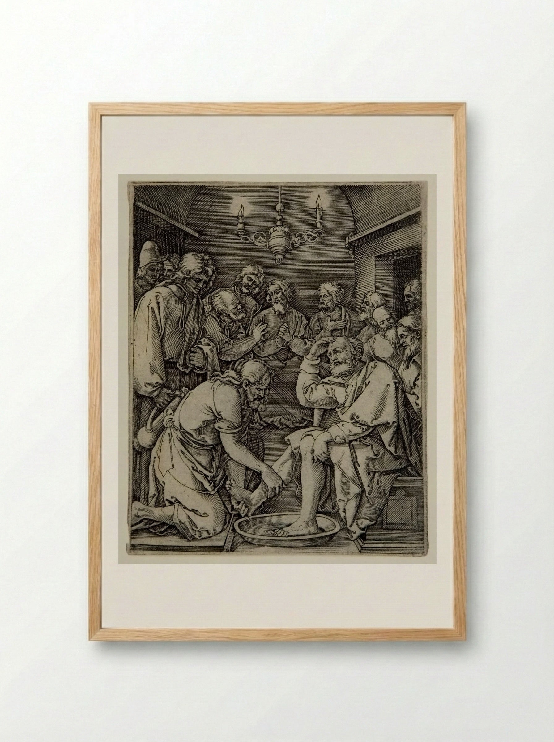 Christ Washing the Feet of the Disciples - Marcantonio Raimondi - Framed Print Wood