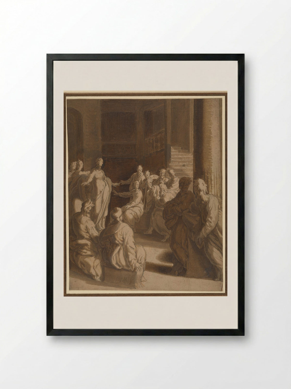 Christ among the Doctors - Adriaan de Weerdt - Framed Print Black
