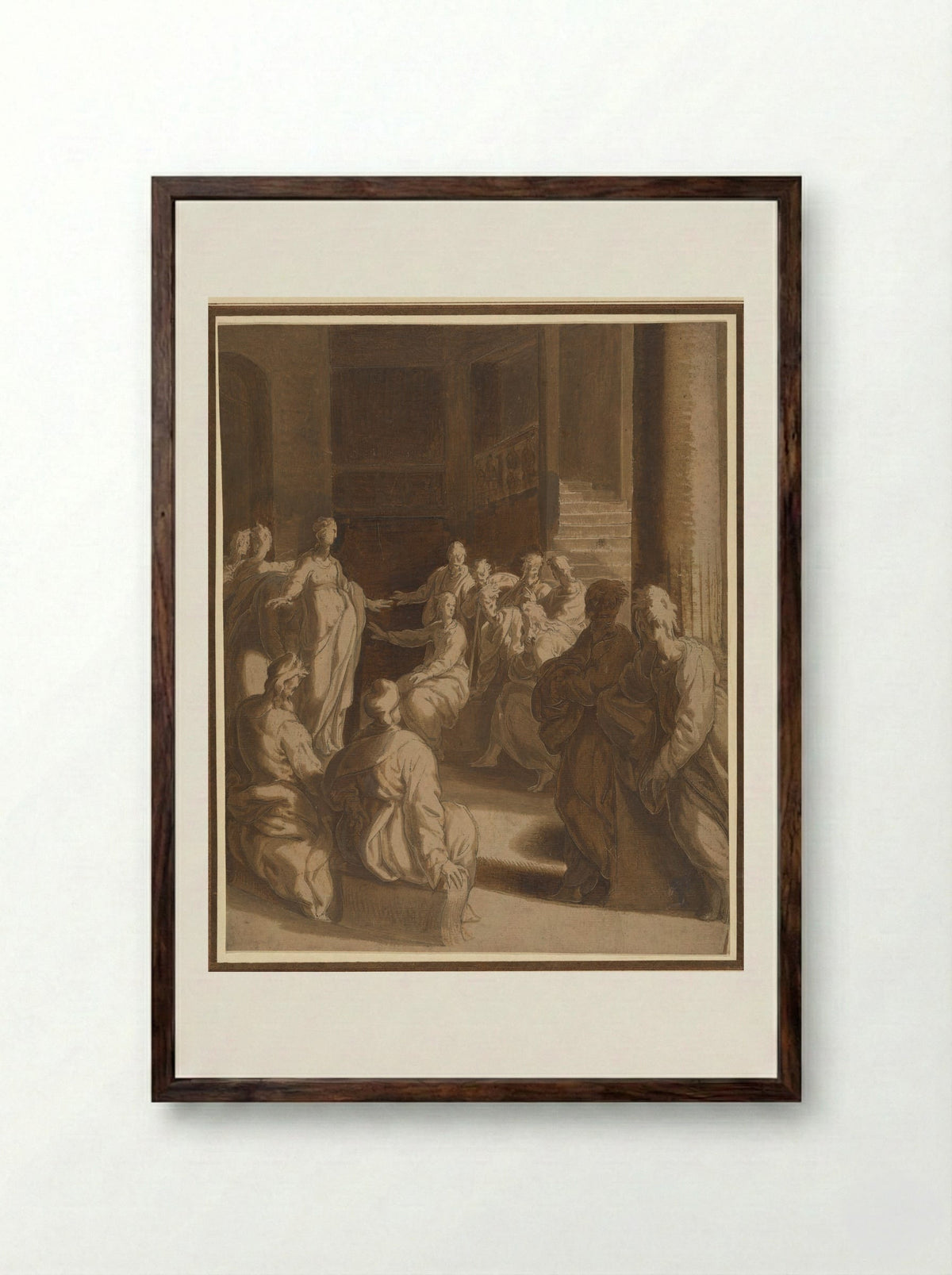 Christ among the Doctors - Adriaan de Weerdt - Framed Print Dark Wood