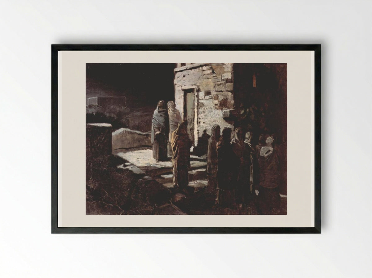 Christ and His Disciples Entering the Garden of Gethsemane - Nikolai Ge - Framed Print Black