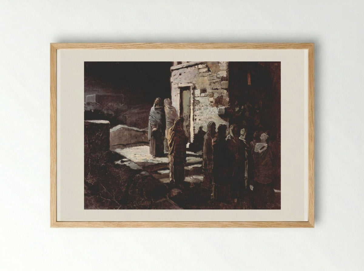 Christ and His Disciples Entering the Garden of Gethsemane - Nikolai Ge - Framed Print Wood