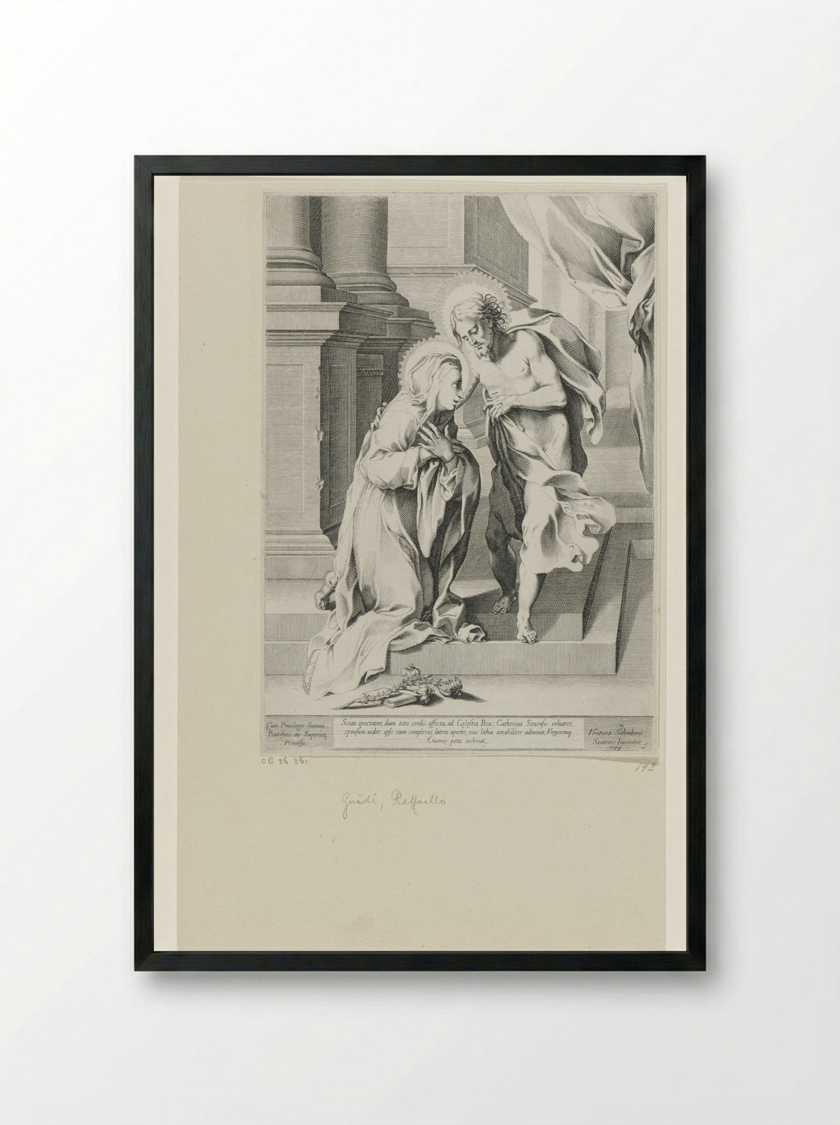Christ and Saint Catherine of Siena - Raffaello Guidi - Framed Print Black