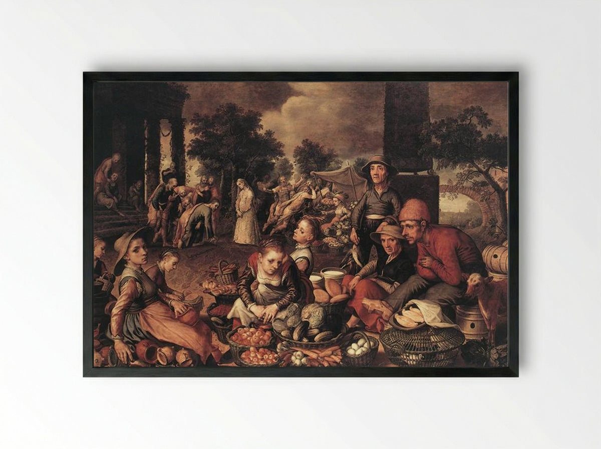 Christ and the Adulteress - Pieter Aertsen - Framed Print Black