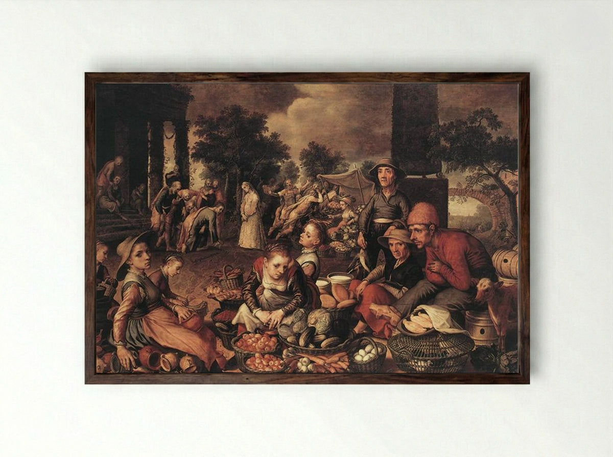 Christ and the Adulteress - Pieter Aertsen - Framed Print Dark Wood
