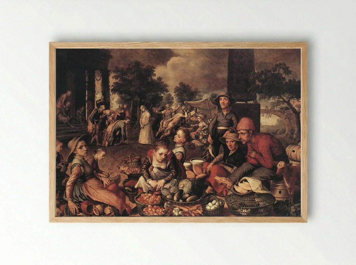 Christ and the Adulteress - Pieter Aertsen - Framed Print Wood