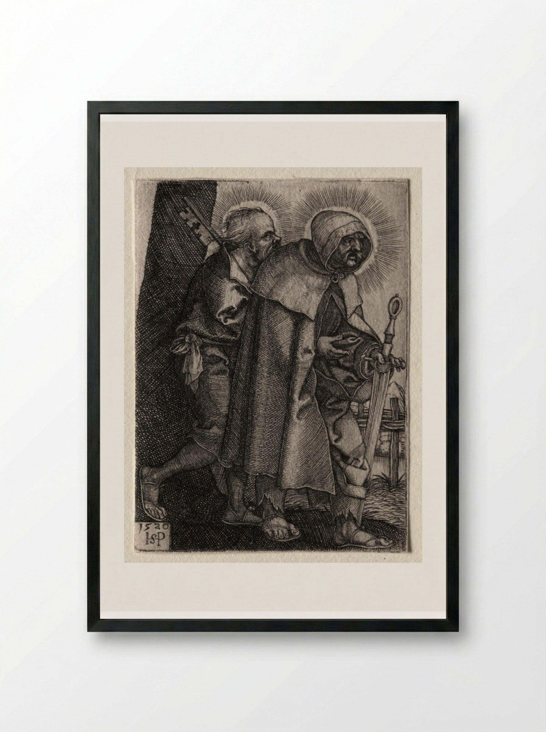 Christ and the Apostles: St. Peter and St. Paul - Hans Sebald Beham - Framed Print Black