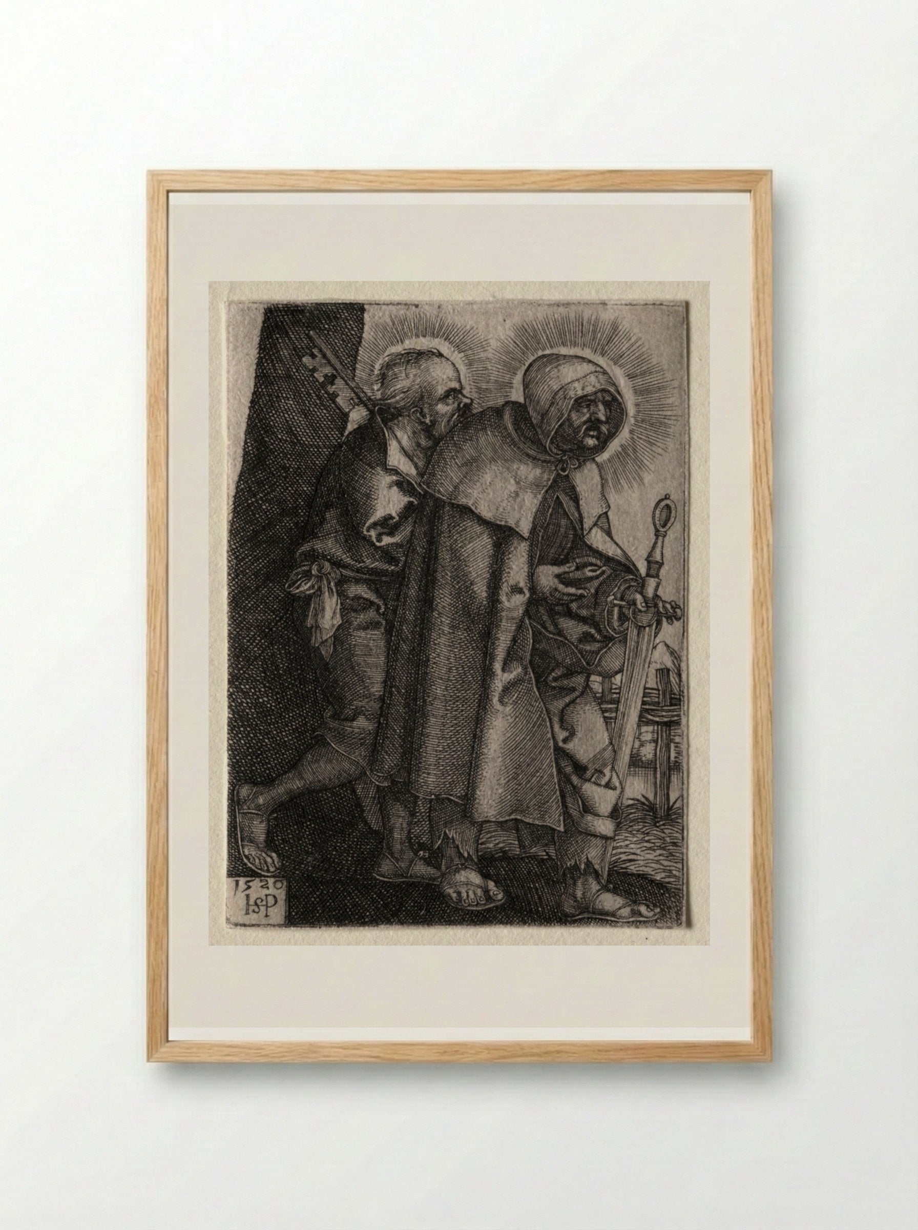 Christ and the Apostles: St. Peter and St. Paul - Hans Sebald Beham - Framed Print Wood