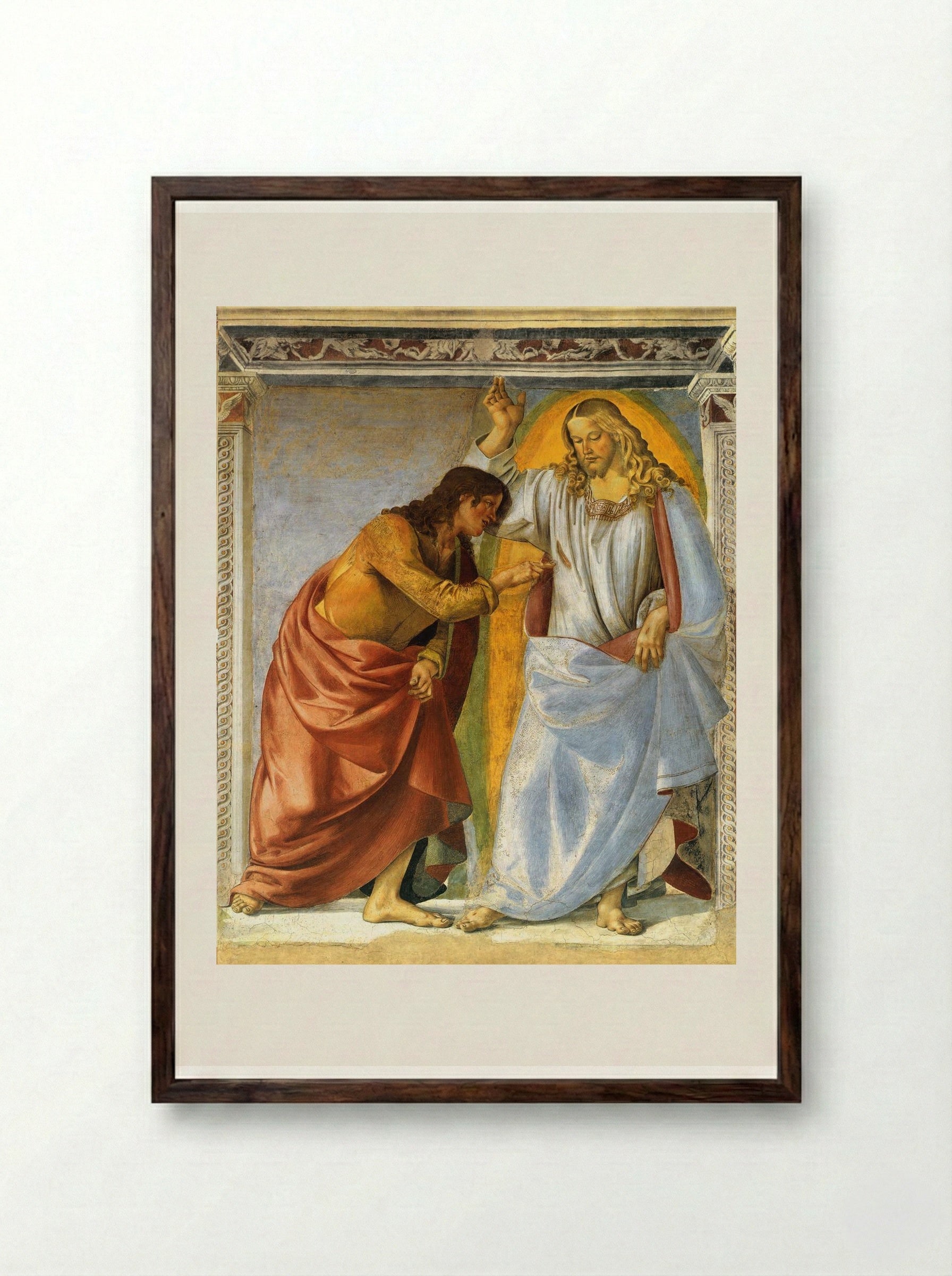 Christ and the Doubting Thomas - Luca Signorelli - Framed Print Dark Wood