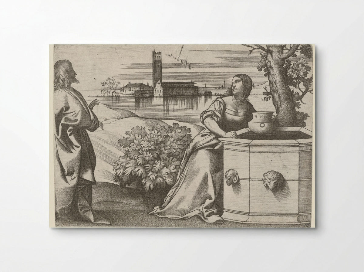 Christ and the Samaritan Woman at the Well - Giulio Campagnola - Poster
