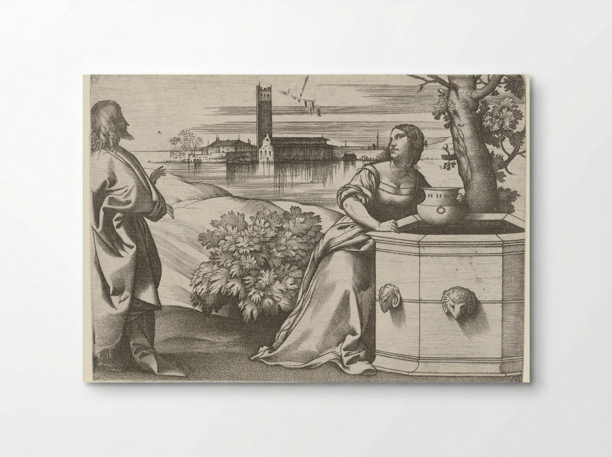 Christ and the Samaritan Woman at the Well - Giulio Campagnola - Poster