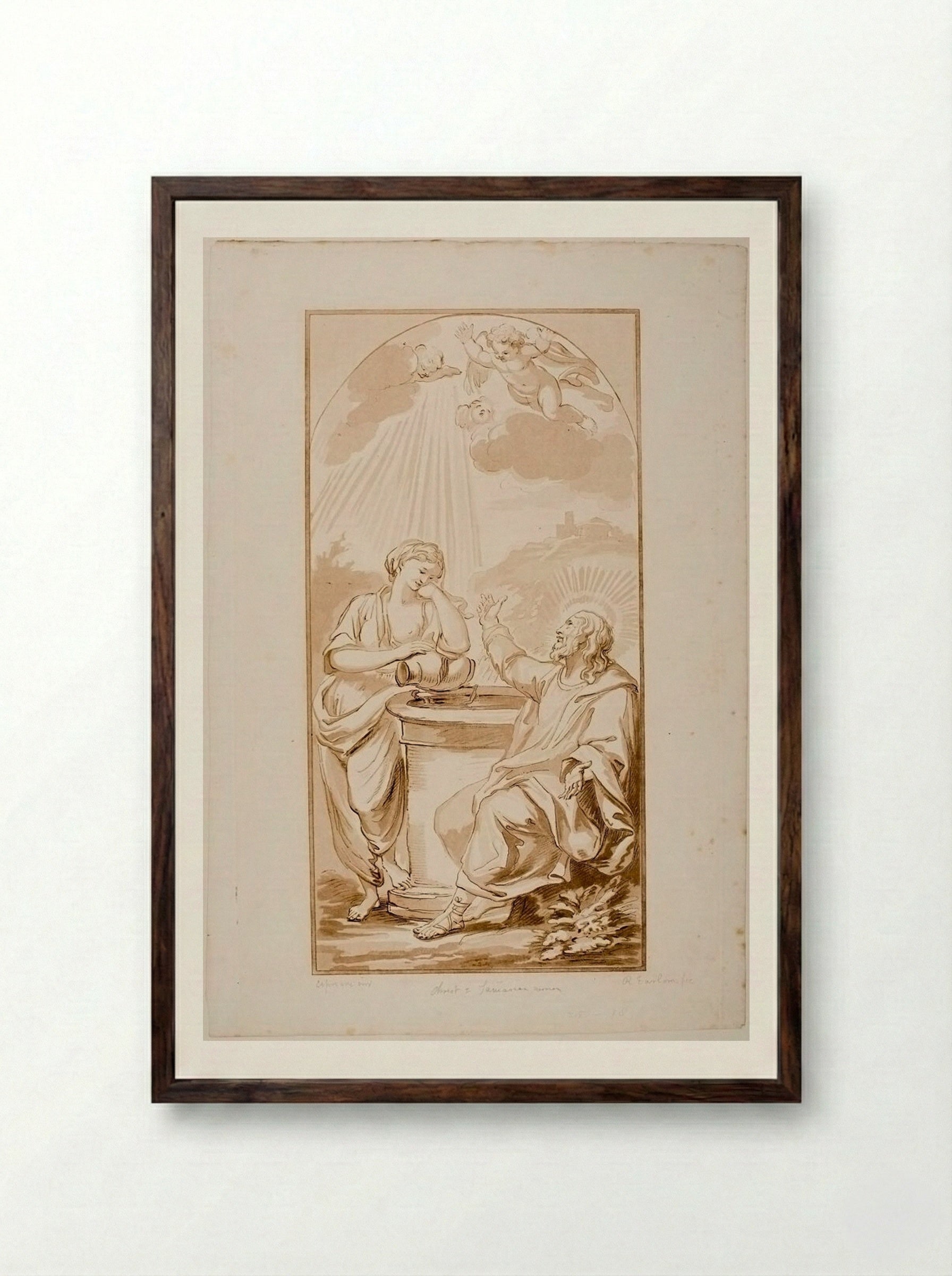 Christ and the Samaritan Woman - Richard Earlom - Framed Print Dark Wood