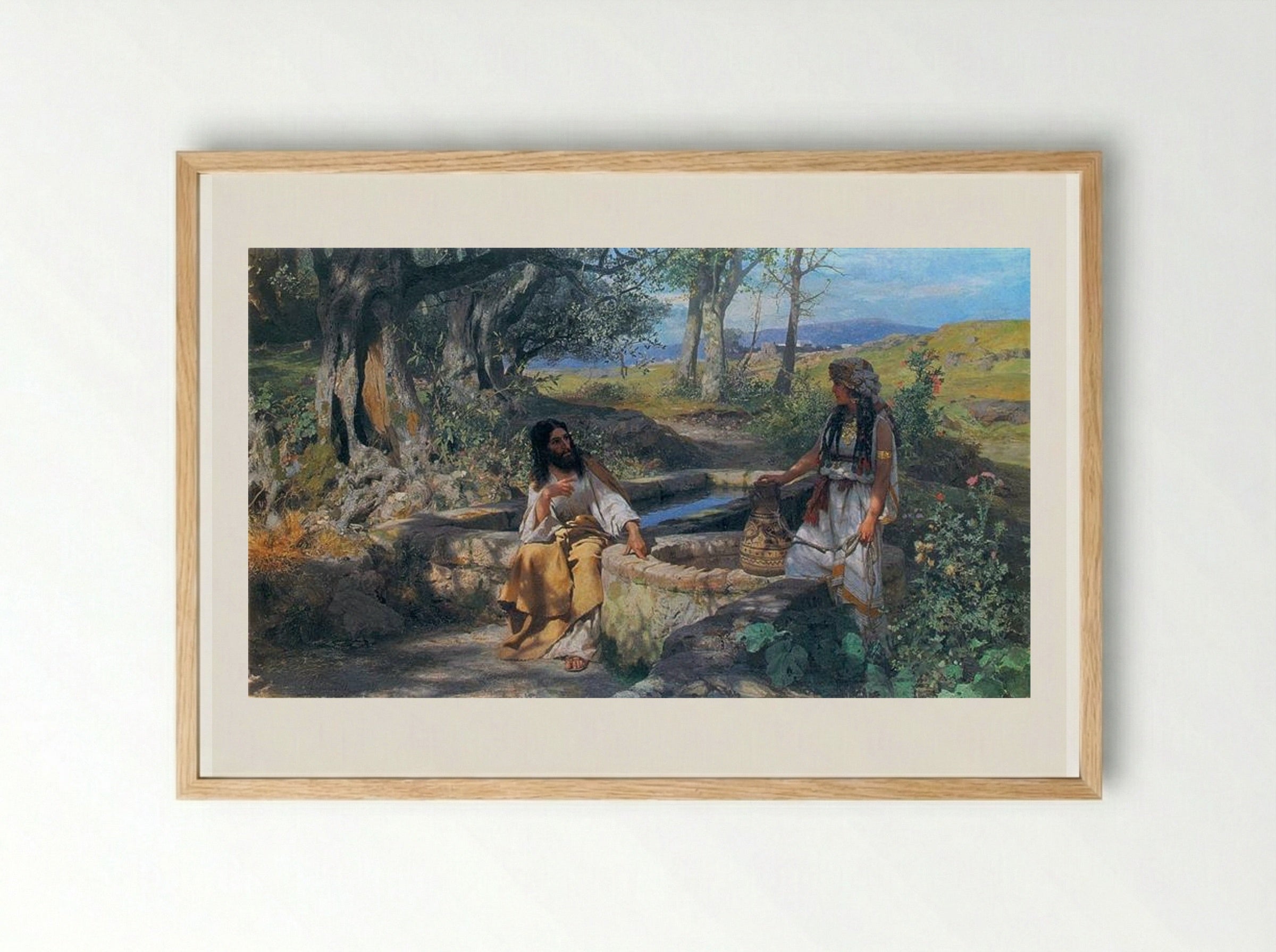 Christ and the Samaritan Woman - Henryk Siemiradzki - Framed Print Wood