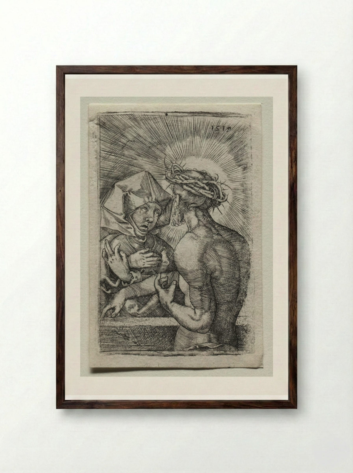 Christ and the Virgin - Hans Sebald Beham - Framed Print Dark Wood