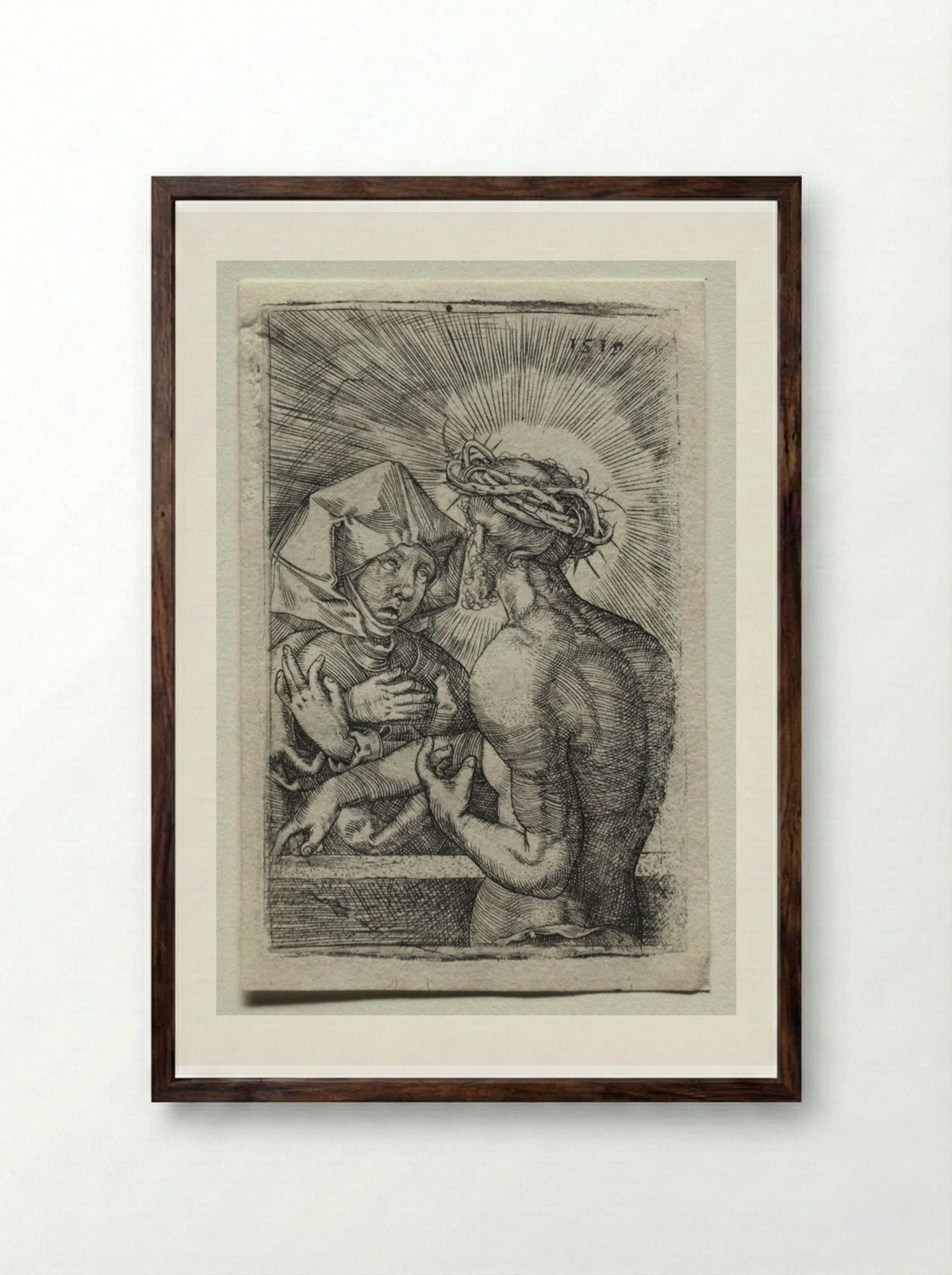 Christ and the Virgin - Hans Sebald Beham - Framed Print Dark Wood