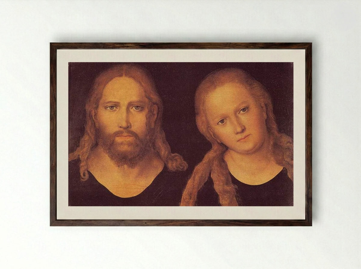 Christ and the Virgin - Lucas Cranach the Elder - Framed Print Dark Wood