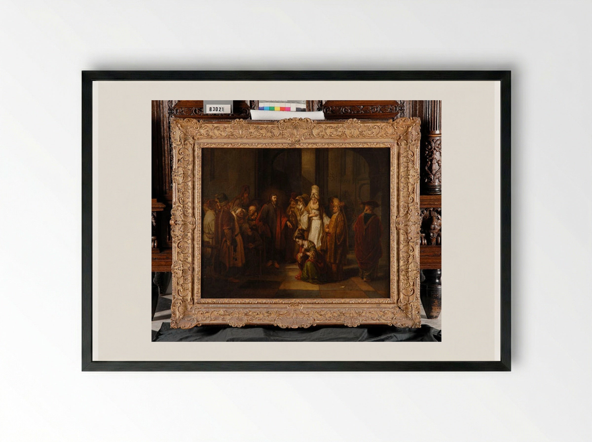 Christ and the Woman Taken in Adultery - Gerbrand van den Eeckhout - Framed Print Black