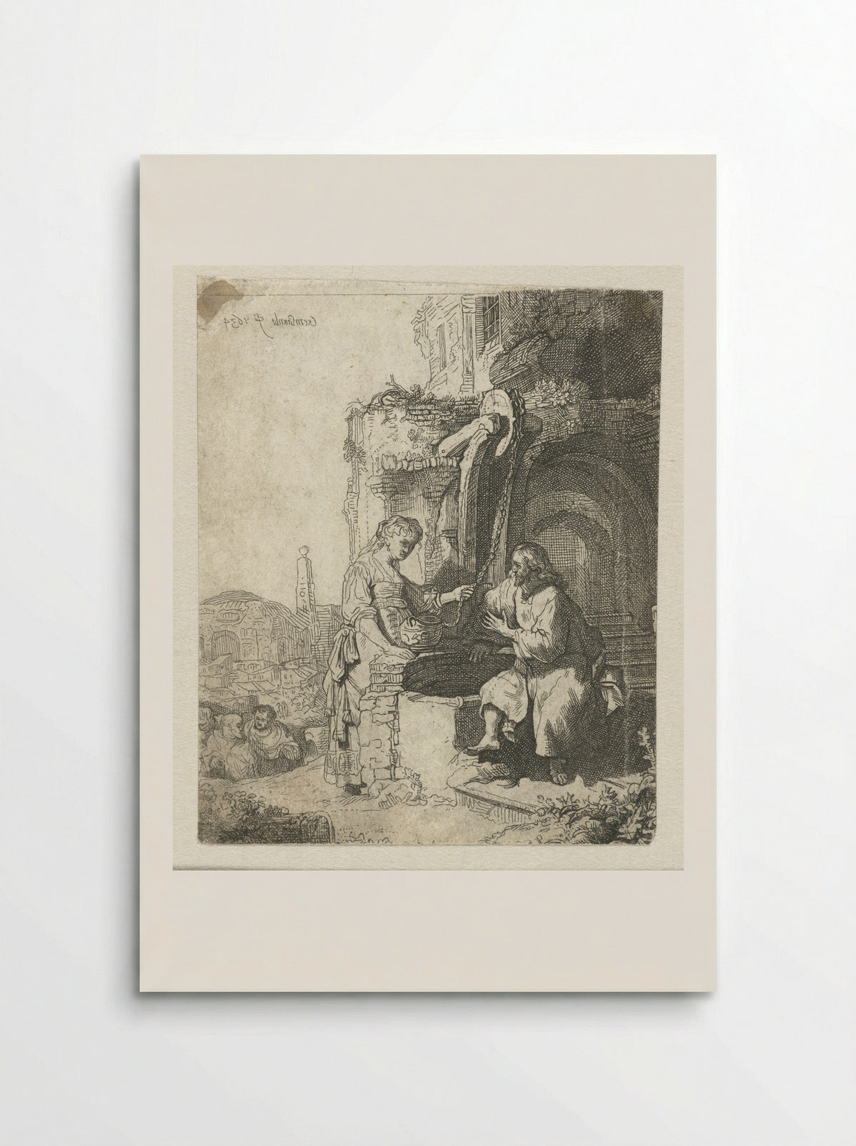 Christ and the Woman of Samaria Among Ruins - Rembrandt van Rijn - Poster