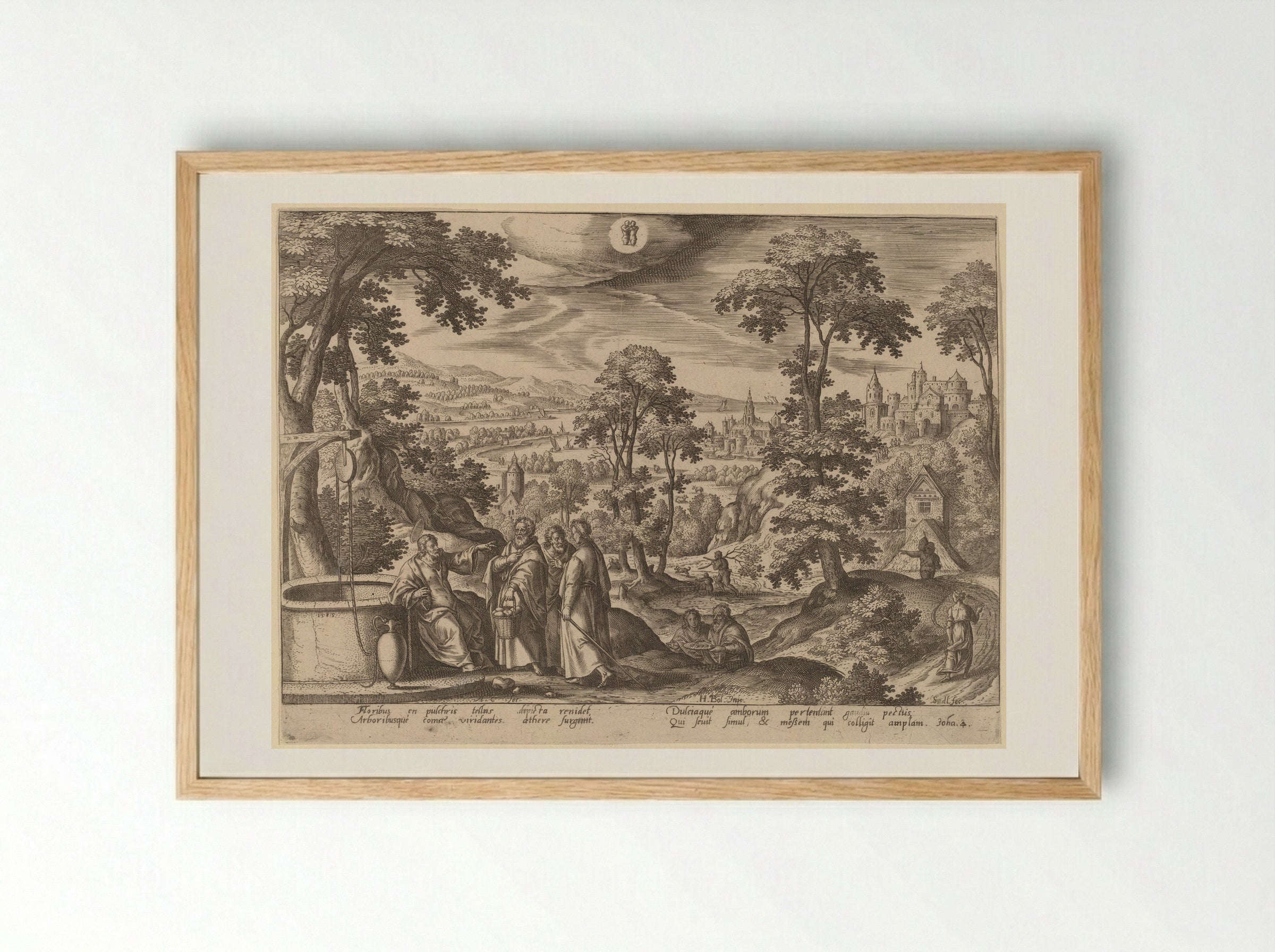 Christ and the Woman of Samaria - Adriaen Collaert - Framed Print Wood