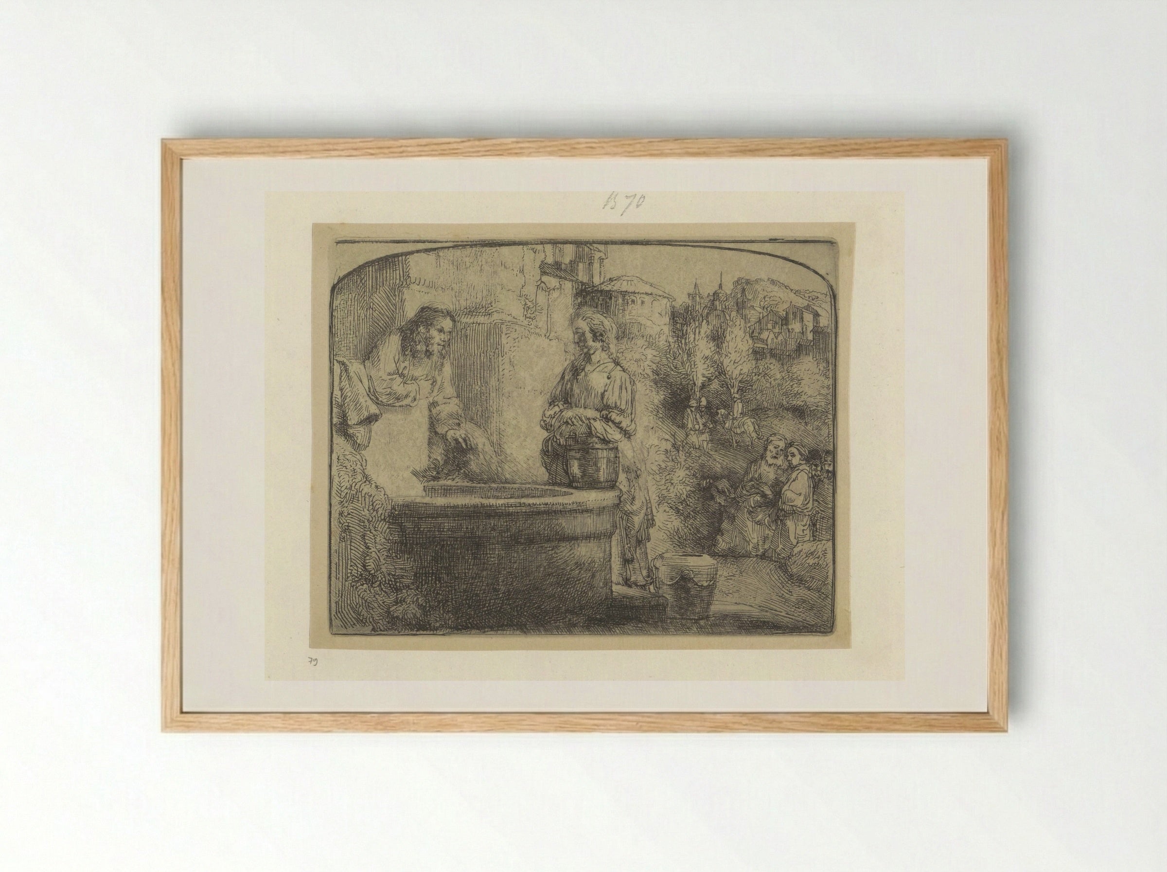 Christ and the Woman of Samaria - Henry Louis Basan - Framed Print Wood