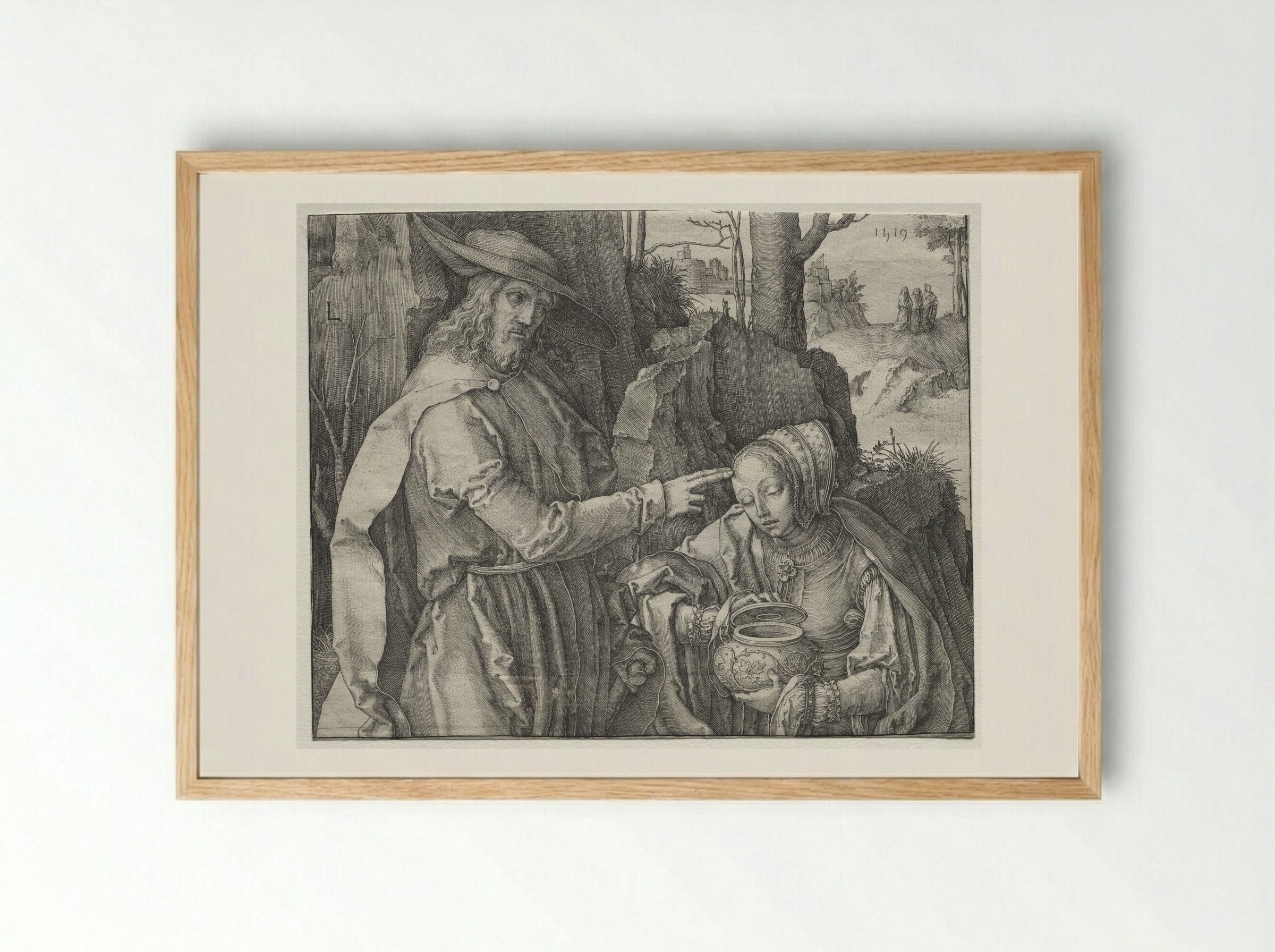 Christ appearing to Magdalen as a Gardener - Lucas van Leyden - Framed Print Wood