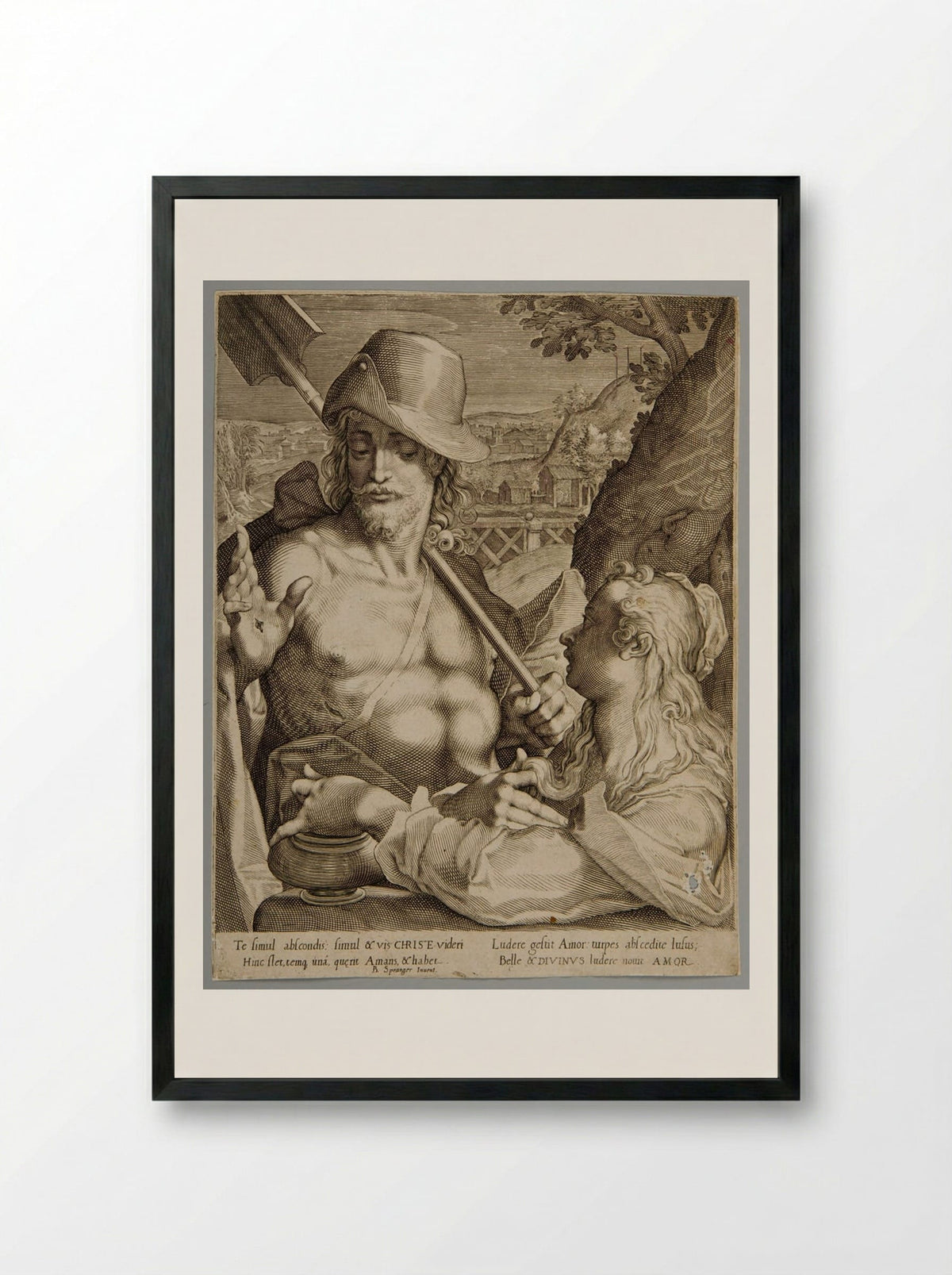 Christ as Gardener with Mary Magdalen - Aegidius Sadeler II - Framed Print Black