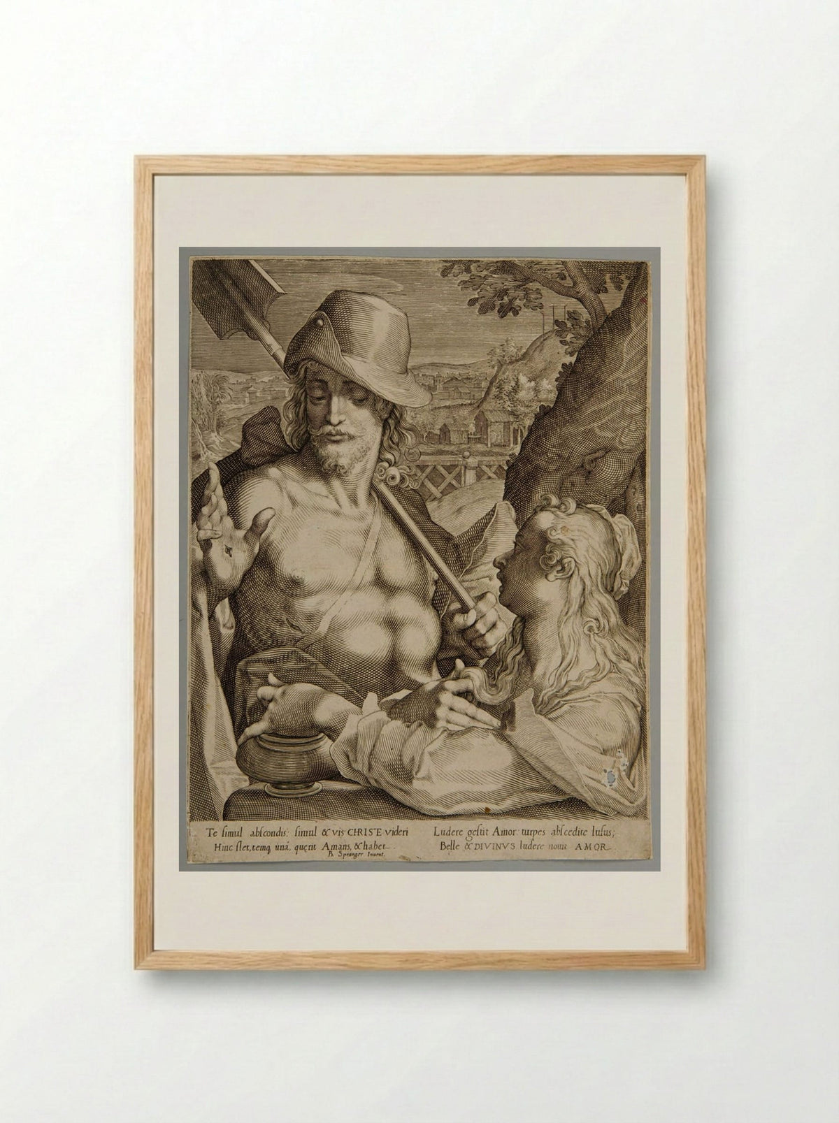Christ as Gardener with Mary Magdalen - Aegidius Sadeler II - Framed Print Wood