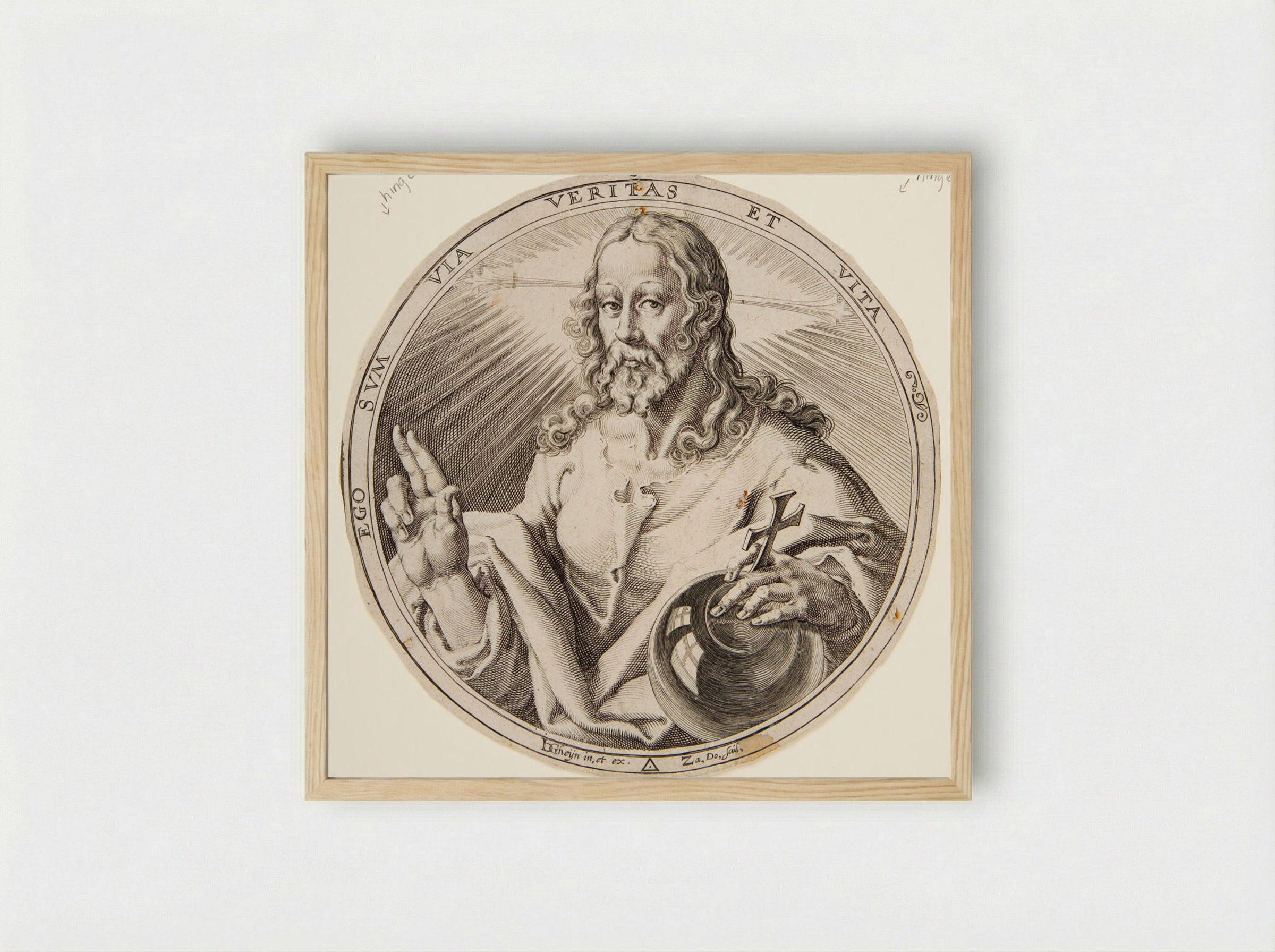 Christ as Salvator Mundi - Zacharias Dolendo - Framed Print Wood