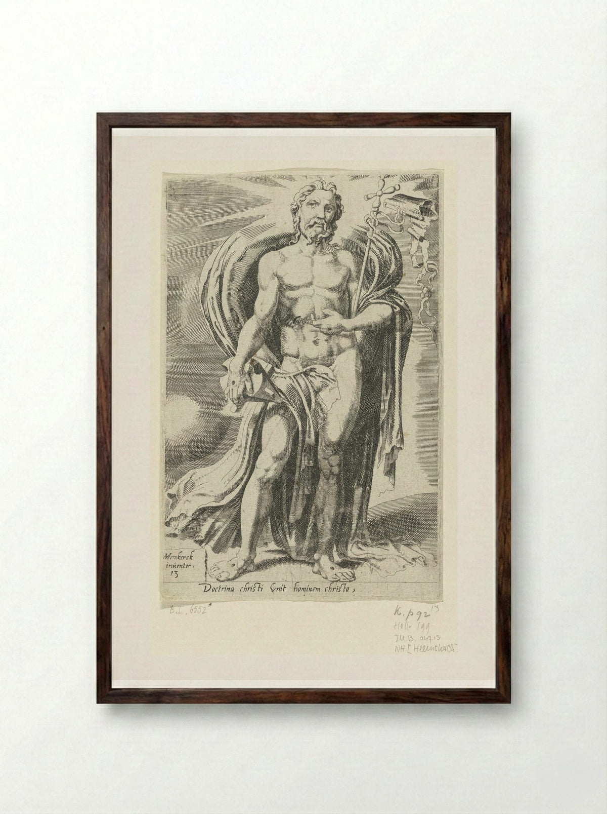 Christ as Teacher of Mankind - Dirck Volckertsz. Coornhert - Framed Print Dark Wood