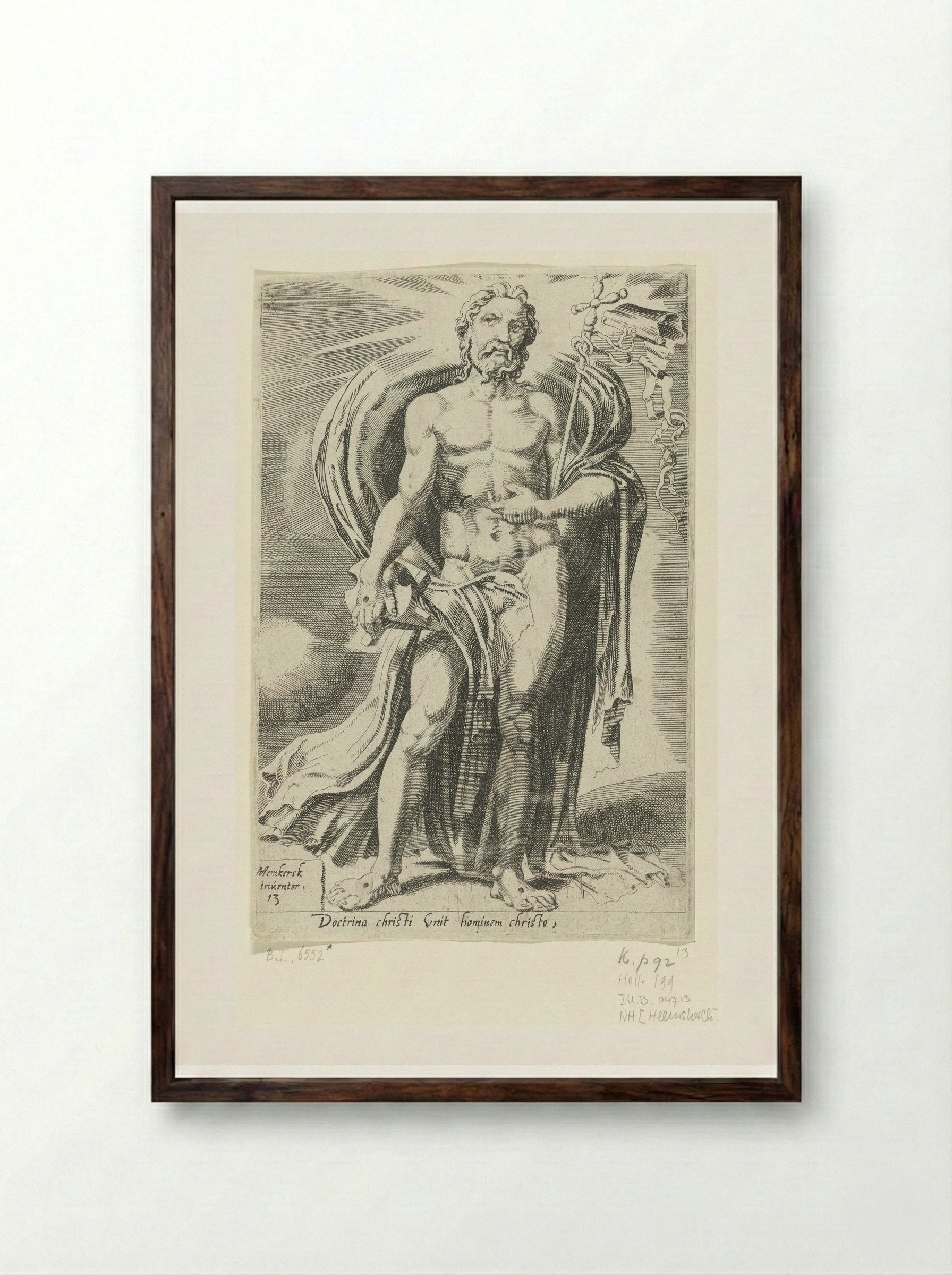 Christ as Teacher of Mankind - Dirck Volckertsz. Coornhert - Framed Print Dark Wood