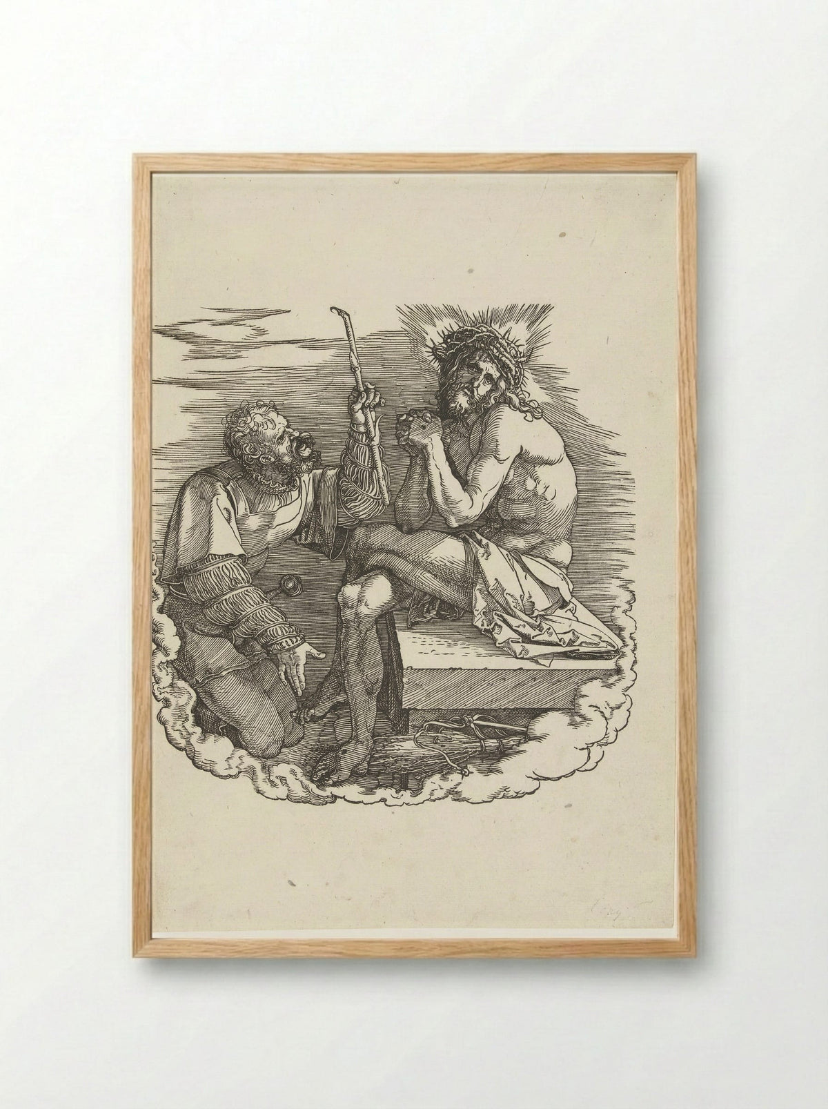 Christ as the Man of Sorrows Mocked by a Soldier - Albrecht Dürer - Framed Print Wood