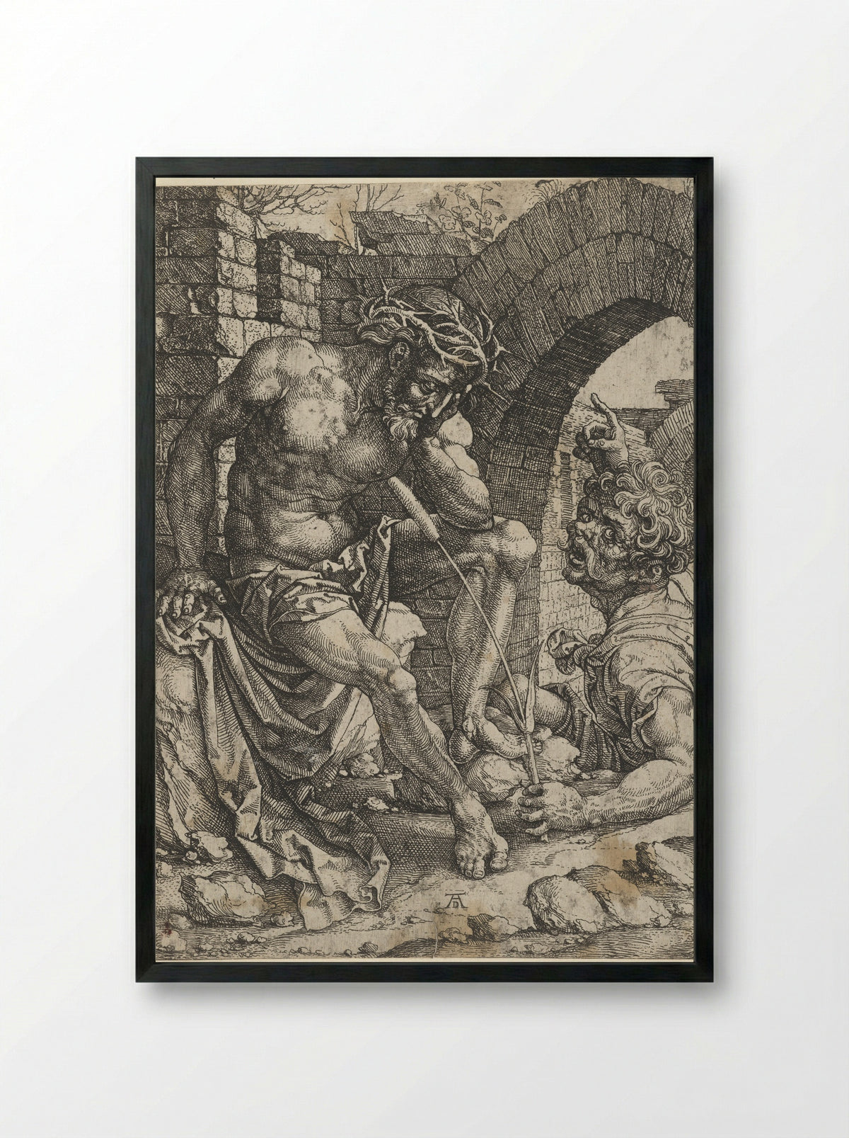 Christ as the Man of Sorrows Seated - Albrecht Dürer - Framed Print Black
