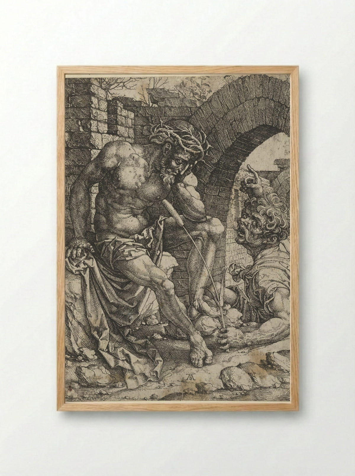 Christ as the Man of Sorrows Seated - Albrecht Dürer - Framed Print Wood
